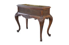 Maitland Smith Carved Mahogany & Rattan Queen Anne Plant Stand Beverage Chiller