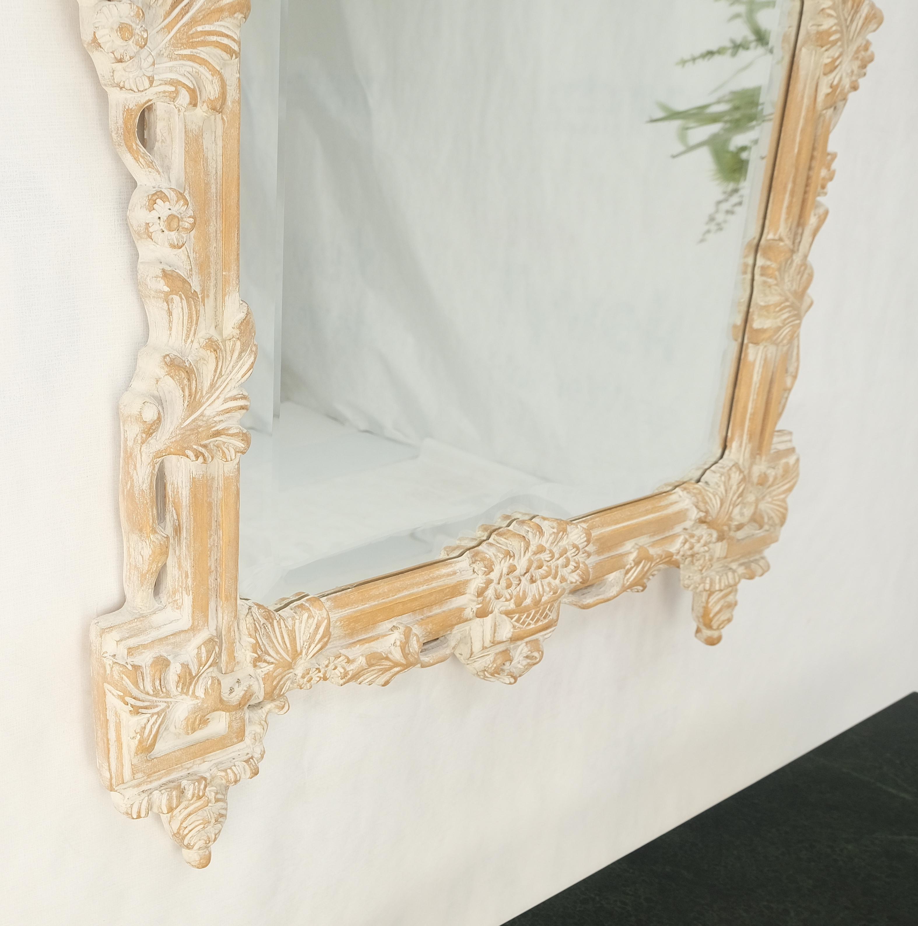 Maitland Smith Carved White Wash Finish Wall Mirror Matching Console Table MINT! For Sale 2