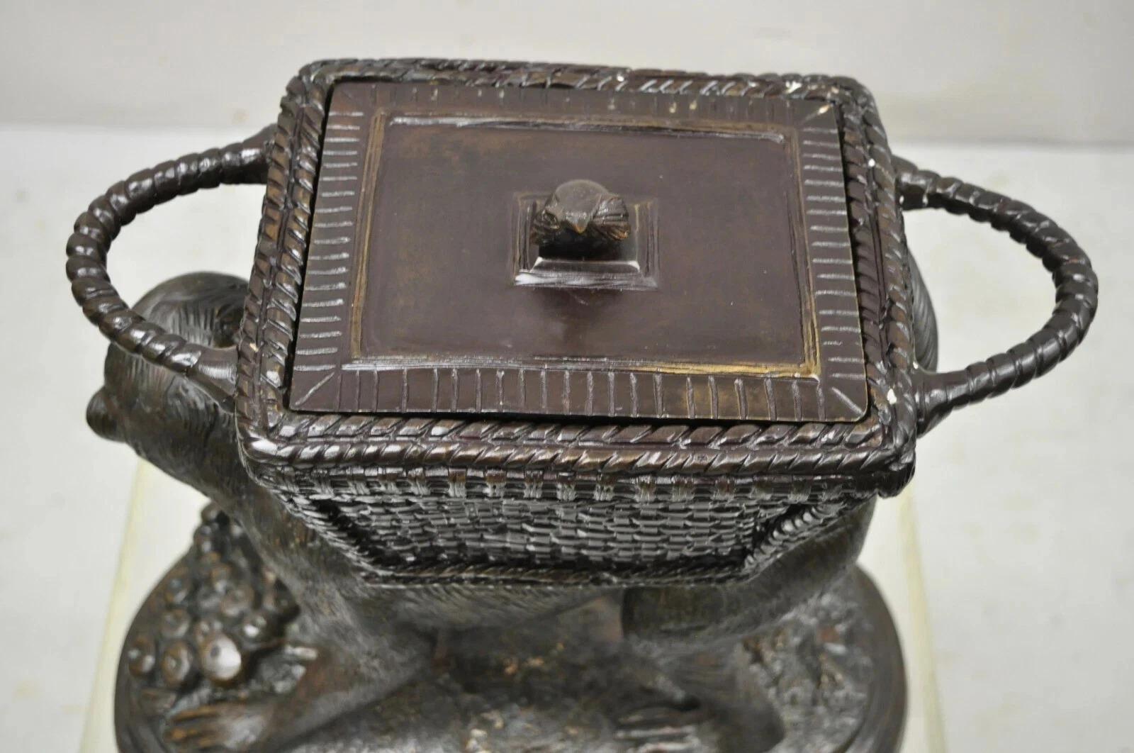 Scultura di scimmia in bronzo di Maitland Smith con cesto con coperchio e vaso per fioriera In condizioni buone in vendita a Philadelphia, PA