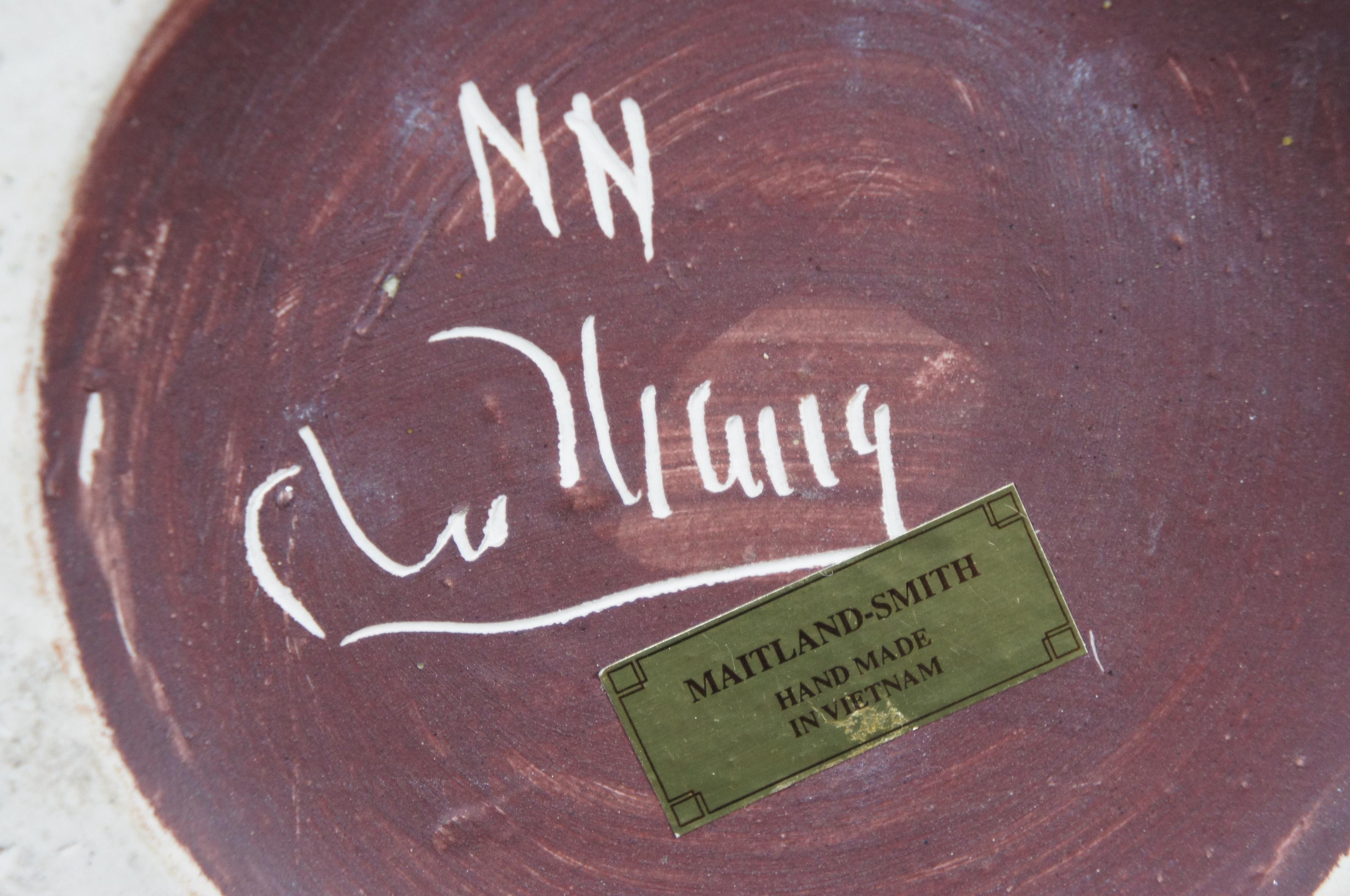 20th Century Maitland Smith Ceramic Lizard Handled Mantel Floor Vase Urn Celedon Teal Green