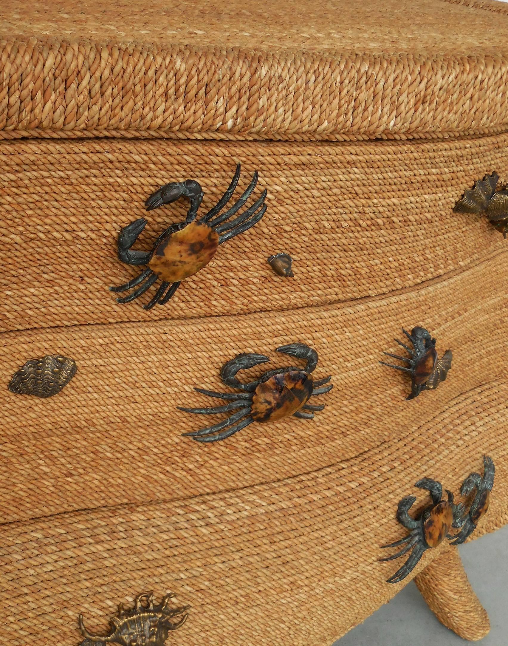 Maitland Smith Chest Cabinet Console with Bronze Lifesize Crabs 5