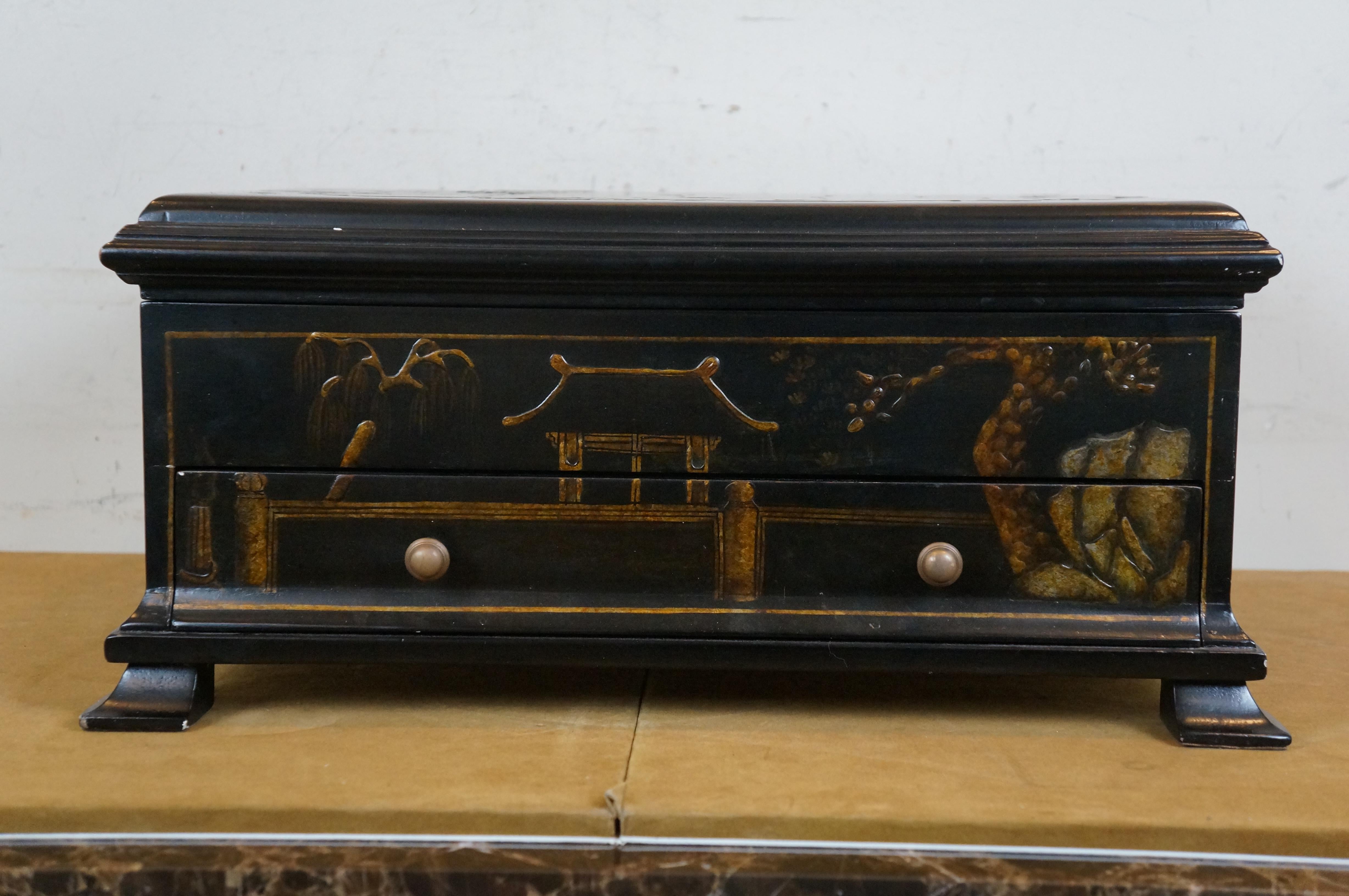 Maitland Smith Caja cofre para cubertería de plata lacada china Chinoiserie en Bueno estado para la venta en Dayton, OH