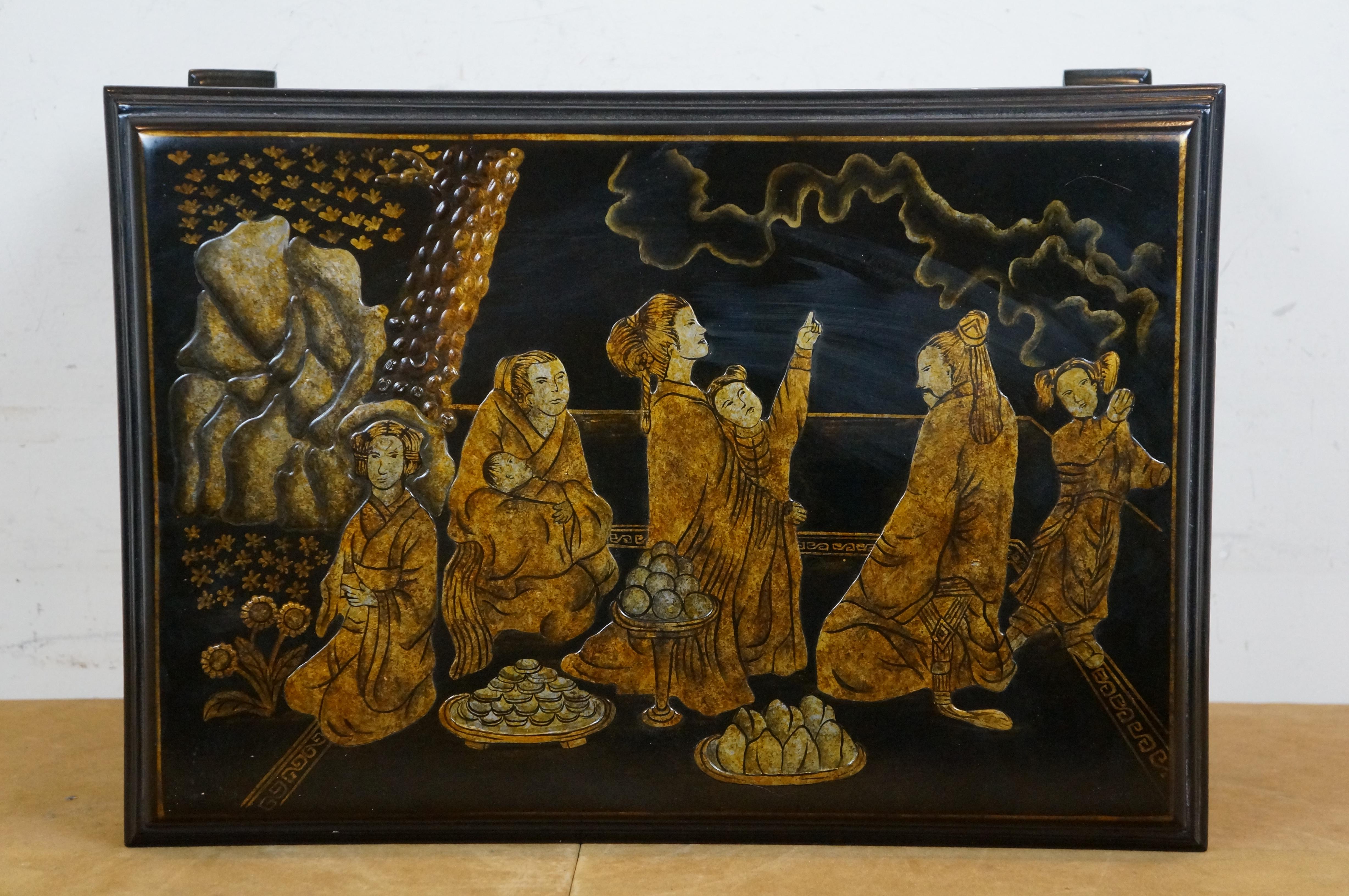 Maitland Smith Caja cofre para cubertería de plata lacada china Chinoiserie finales del siglo XX en venta