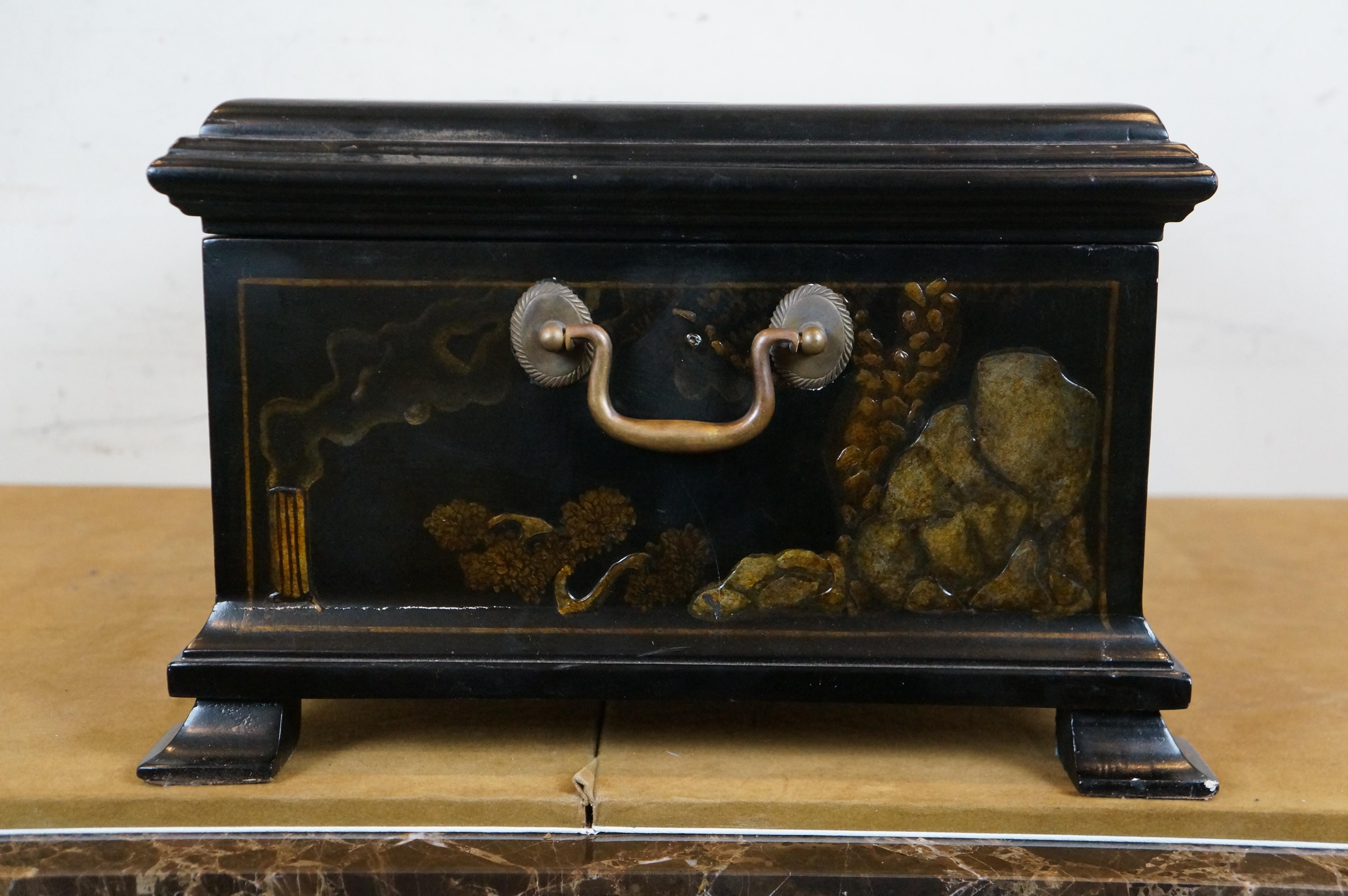 Maitland Smith Caja cofre para cubertería de plata lacada china Chinoiserie en venta 1