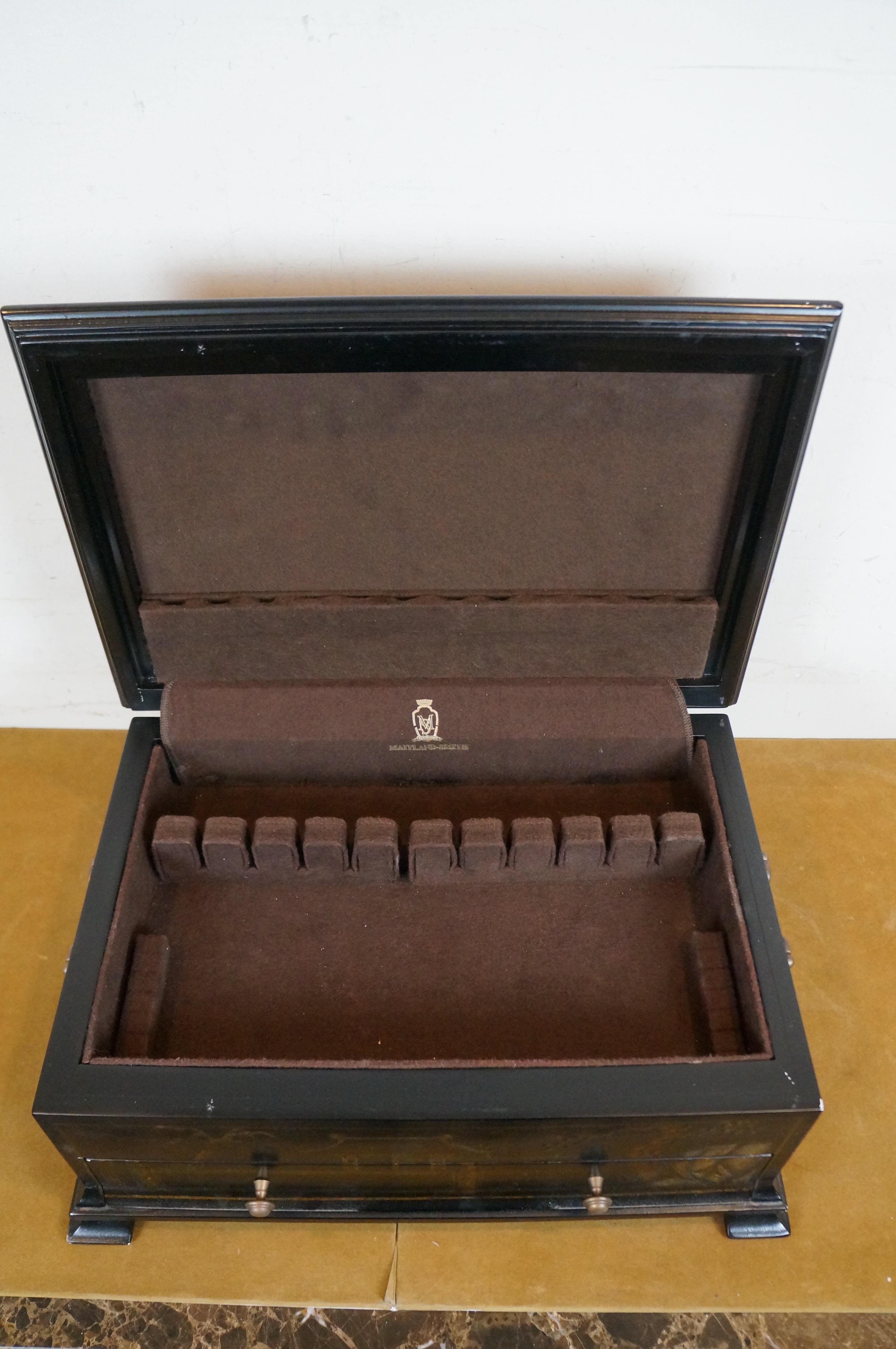 Maitland Smith Caja cofre para cubertería de plata lacada china Chinoiserie en venta 2
