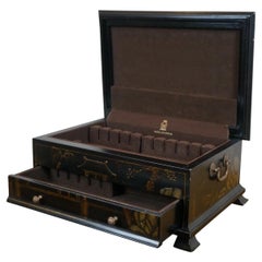 Maitland Smith Chinese Chinoiserie Lacquered Silverware Flatware Chest Box