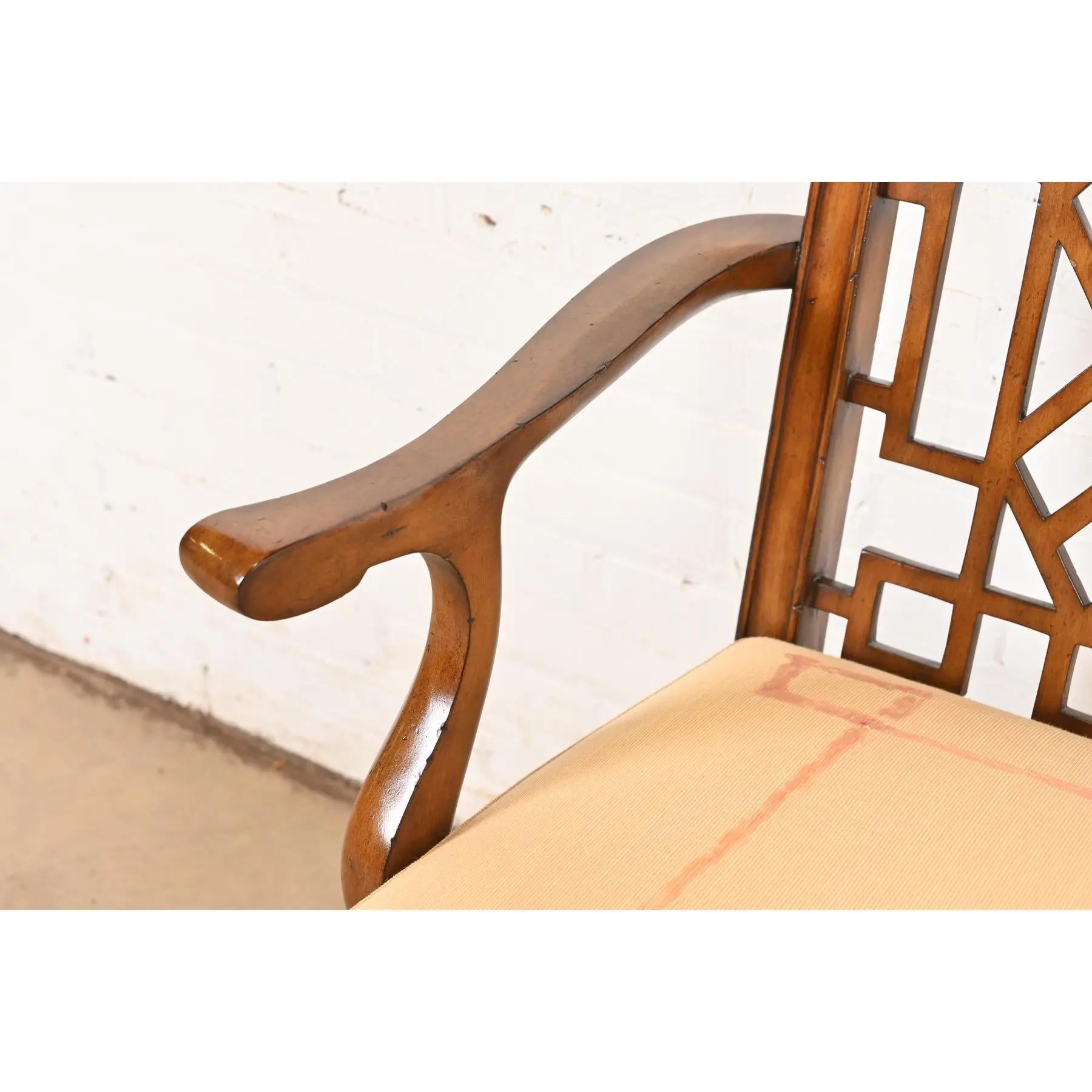 Maitland Smith Chinese Chippendale Carved Mahogany Armchair For Sale 2