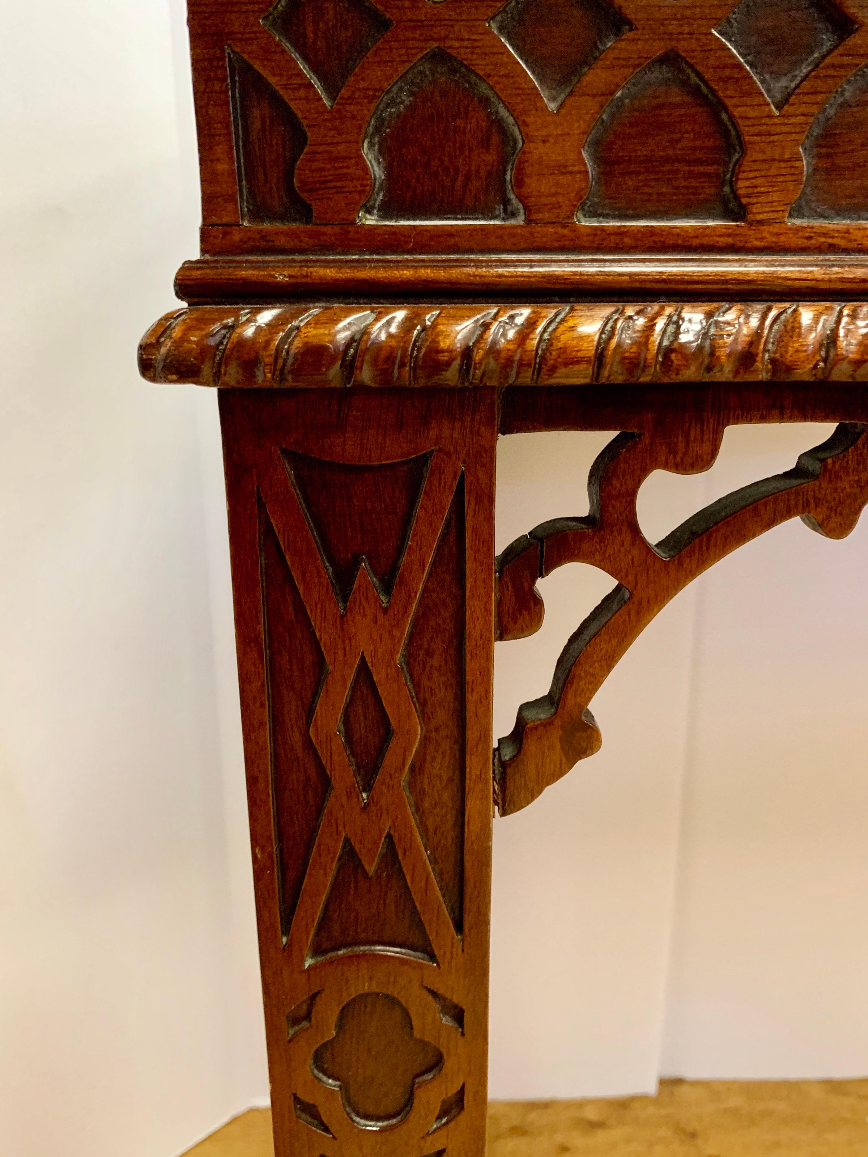 Maitland Smith Chinese Chippendale Carved Mahogany Console Table 2