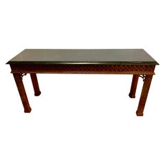 Maitland Smith Chinese Chippendale Carved Mahogany Console Table