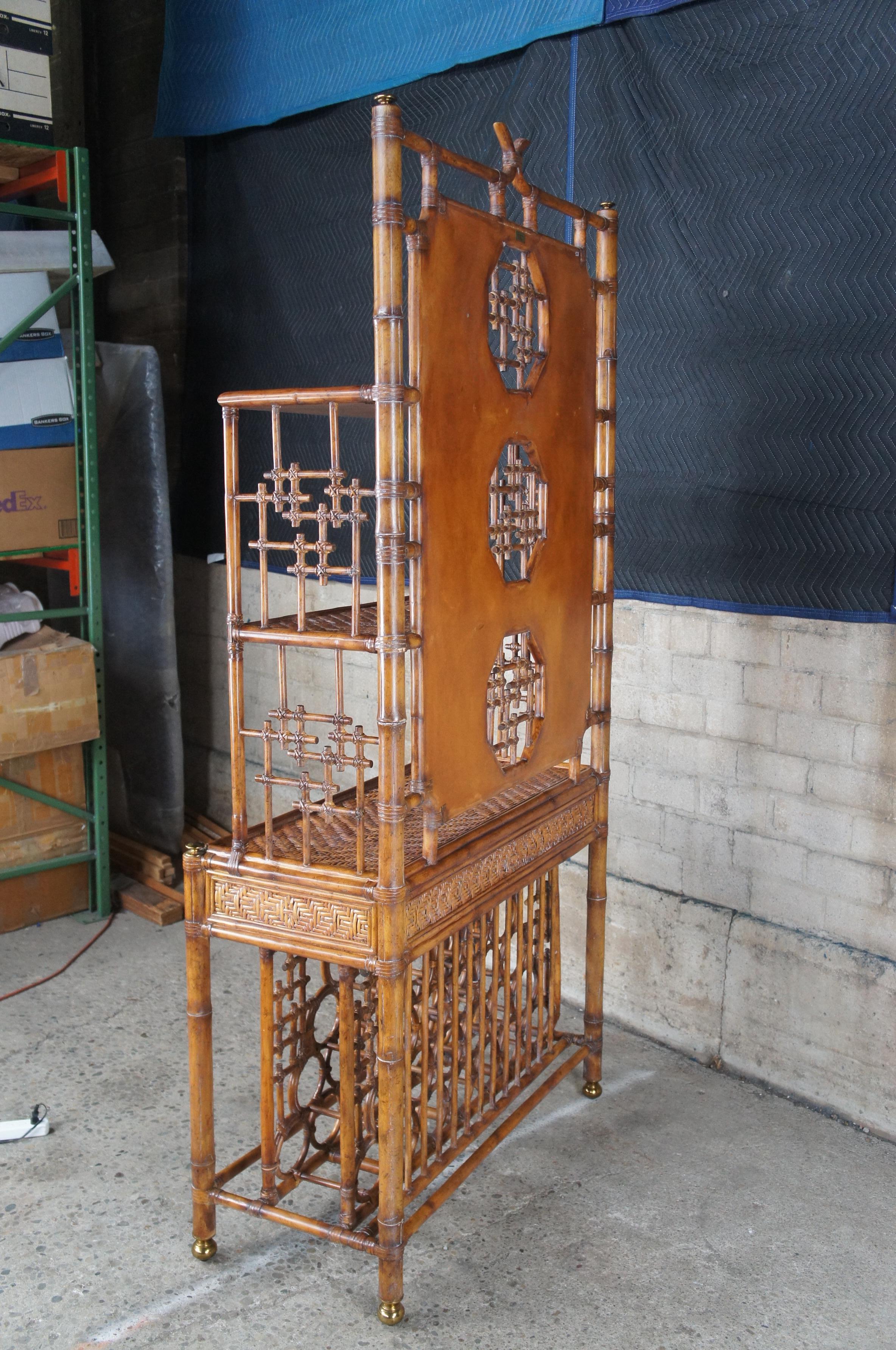 Maitland Smith Chinese Chippendale Faux Bamboo Etagere Bookcase Wine Bar Cabinet 6