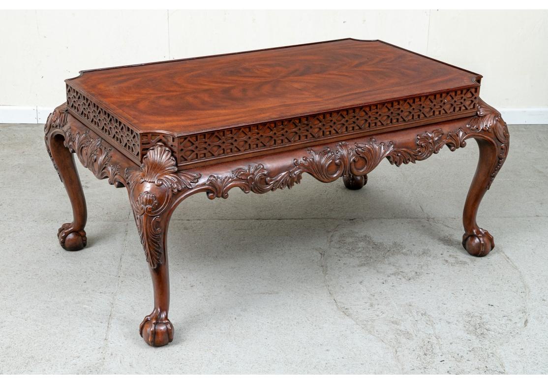 Maitland-Smith Chinese Chippendale Style Mahogany Cocktail Table For Sale 3