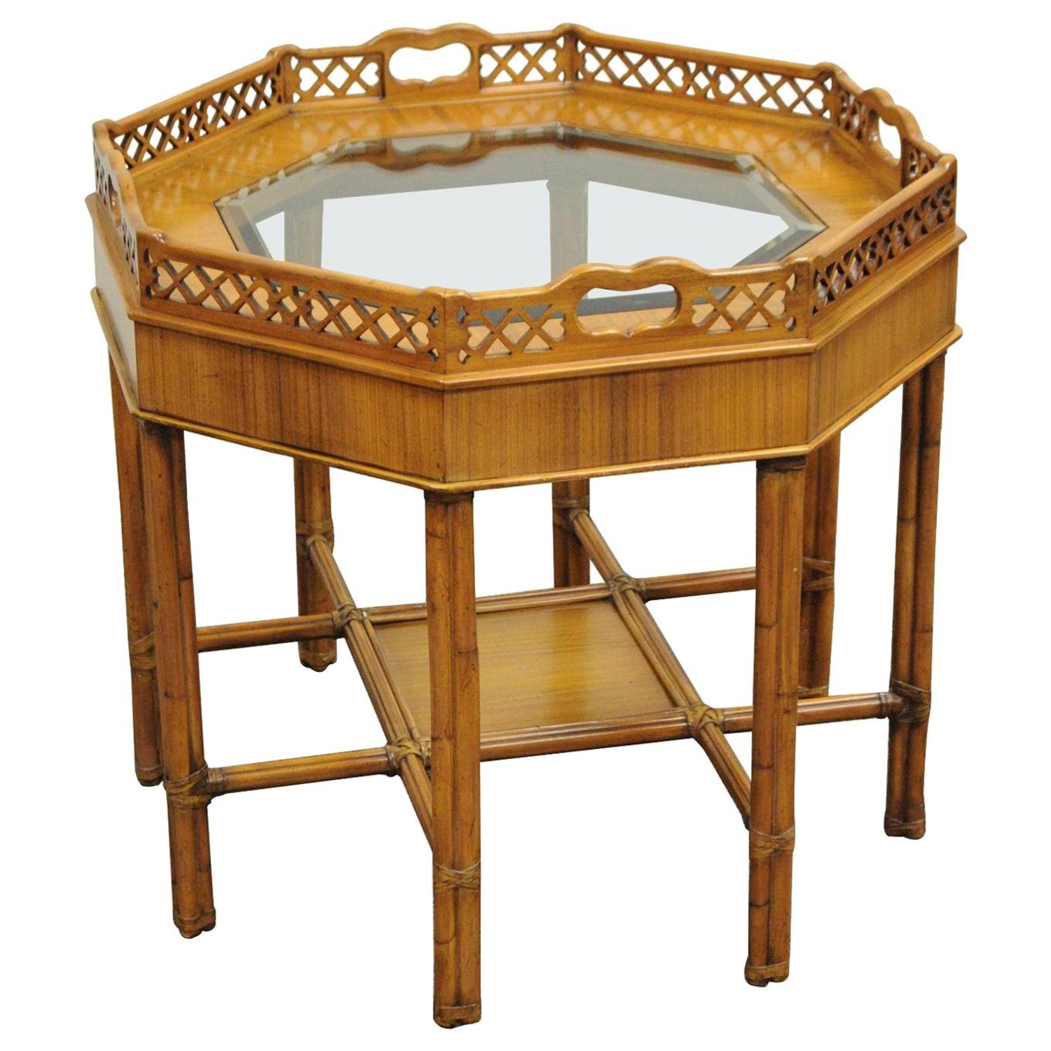 Maitland Smith Chinese Chippendale Style Octagonal Gany Accent Maitland Smith Chinese Chippendale Style Octagonal Gany Accent Side Table For At 1stdibs