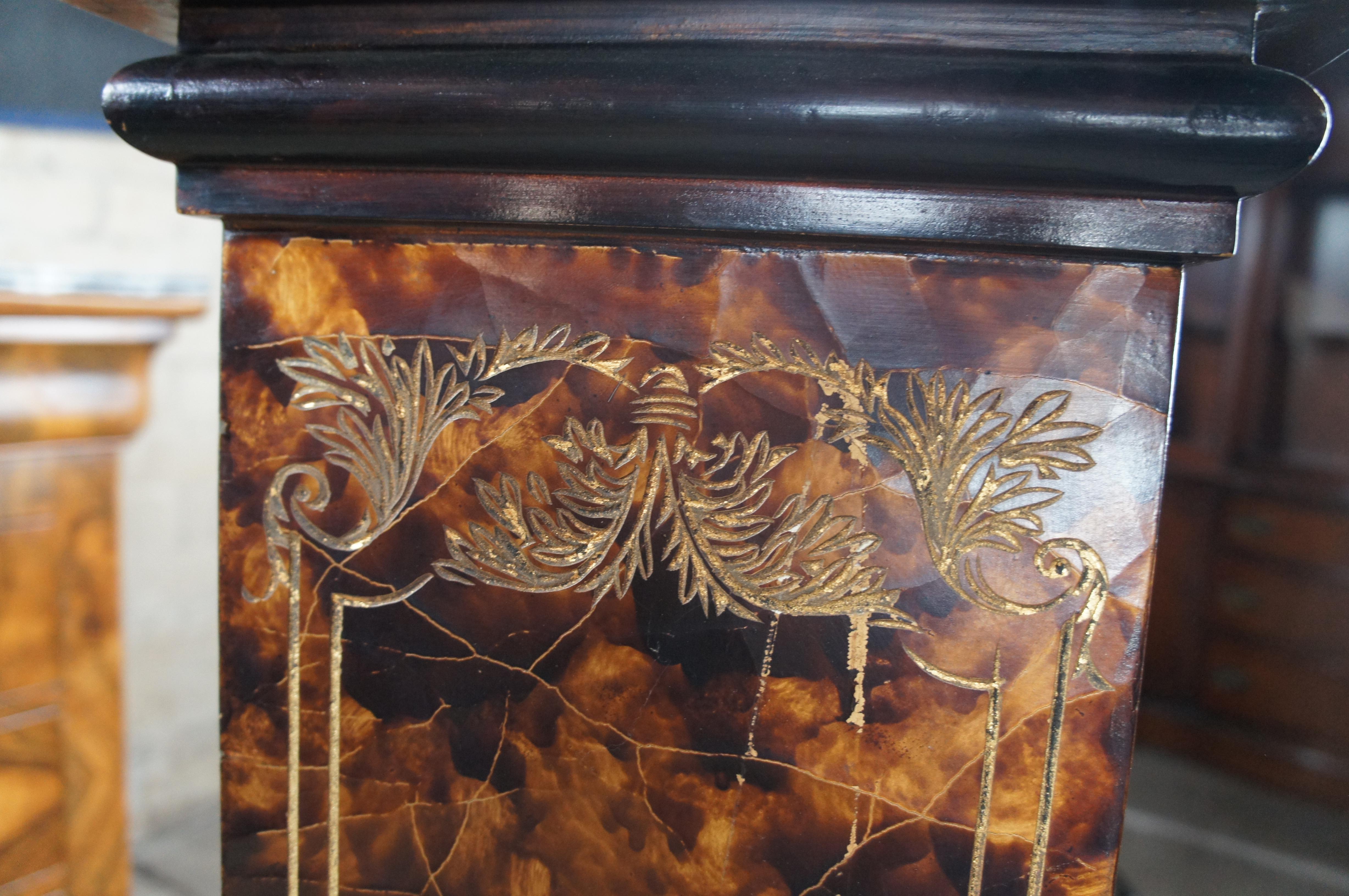 Maitland Smith Chinese Coromandel Faux Tortoise Shell Sculpture Pedestal Stand 4