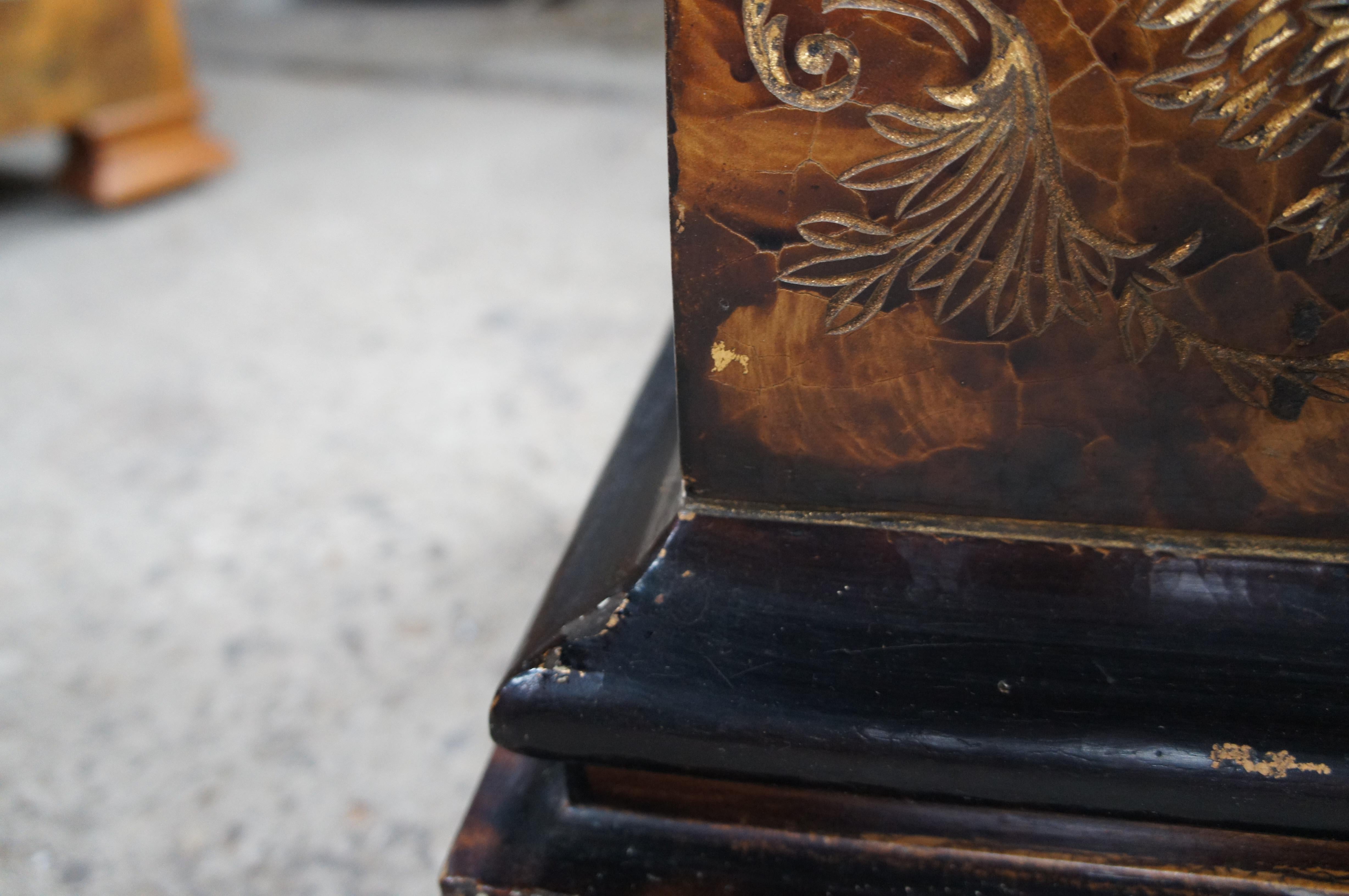 Maitland Smith Chinese Coromandel Faux Tortoise Shell Sculpture Pedestal Stand 5