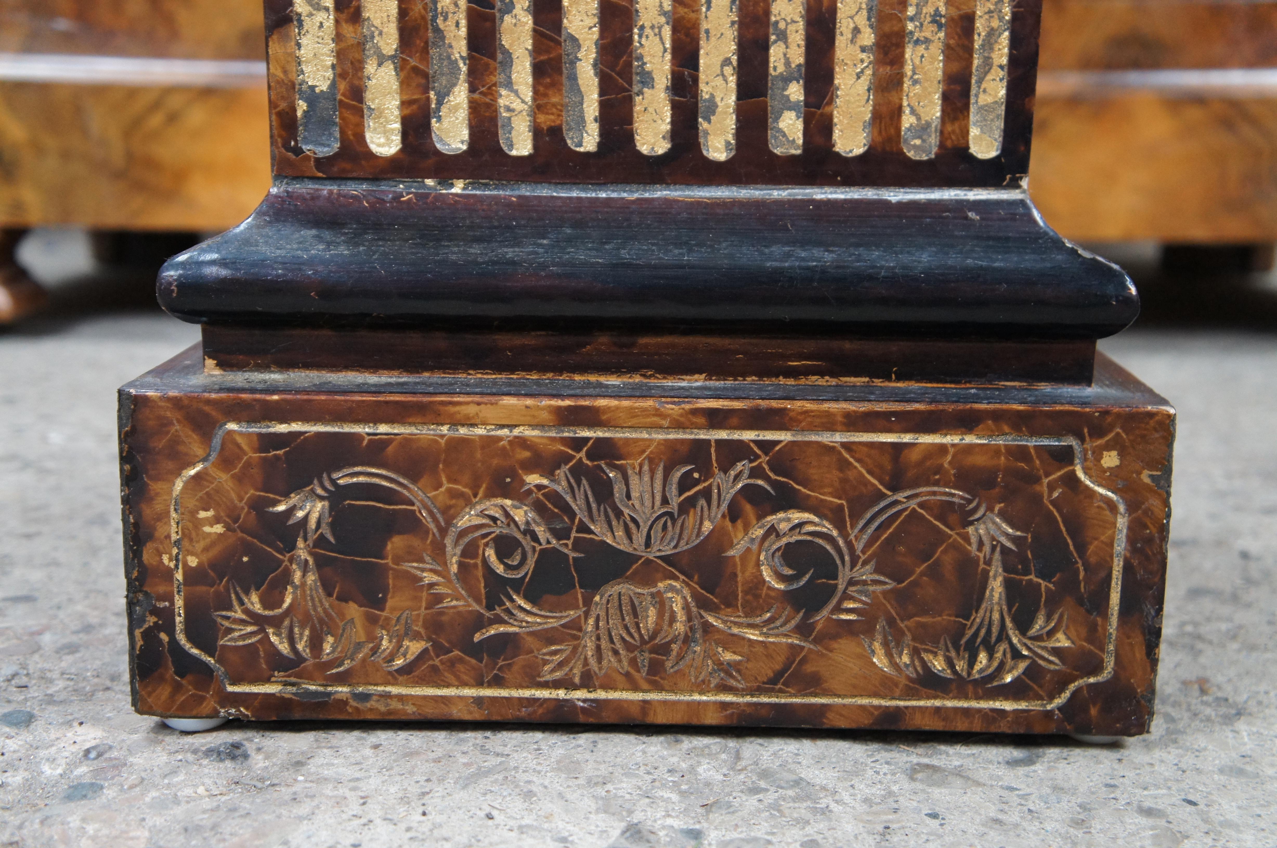 Late 20th Century Maitland Smith Chinese Coromandel Faux Tortoise Shell Sculpture Pedestal Stand