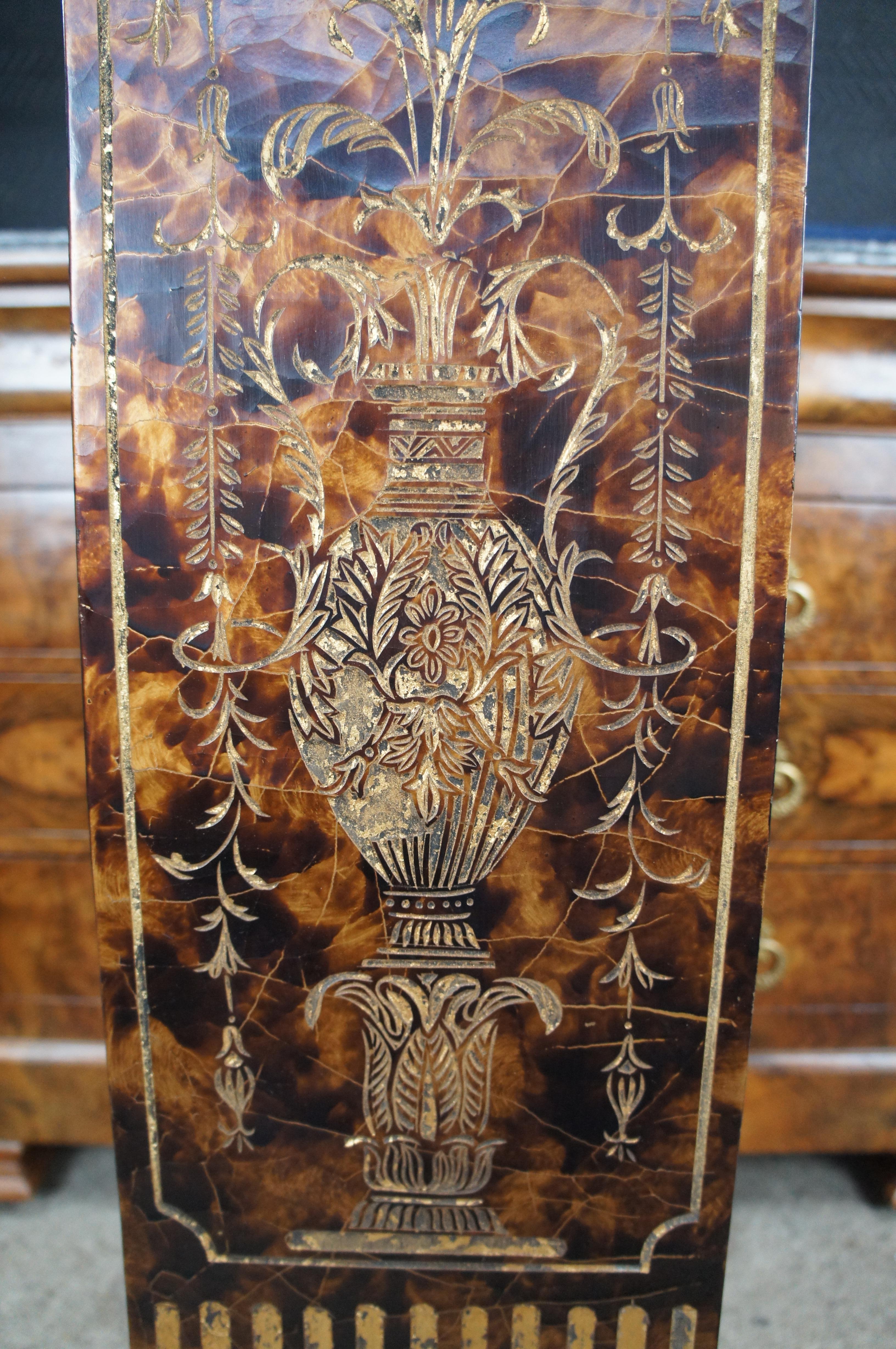 Resin Maitland Smith Chinese Coromandel Faux Tortoise Shell Sculpture Pedestal Stand