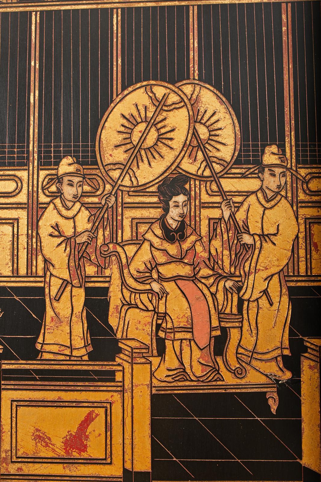 Maitland Smith Chinese Eight Panel Lacquered Coromandel Screen 4