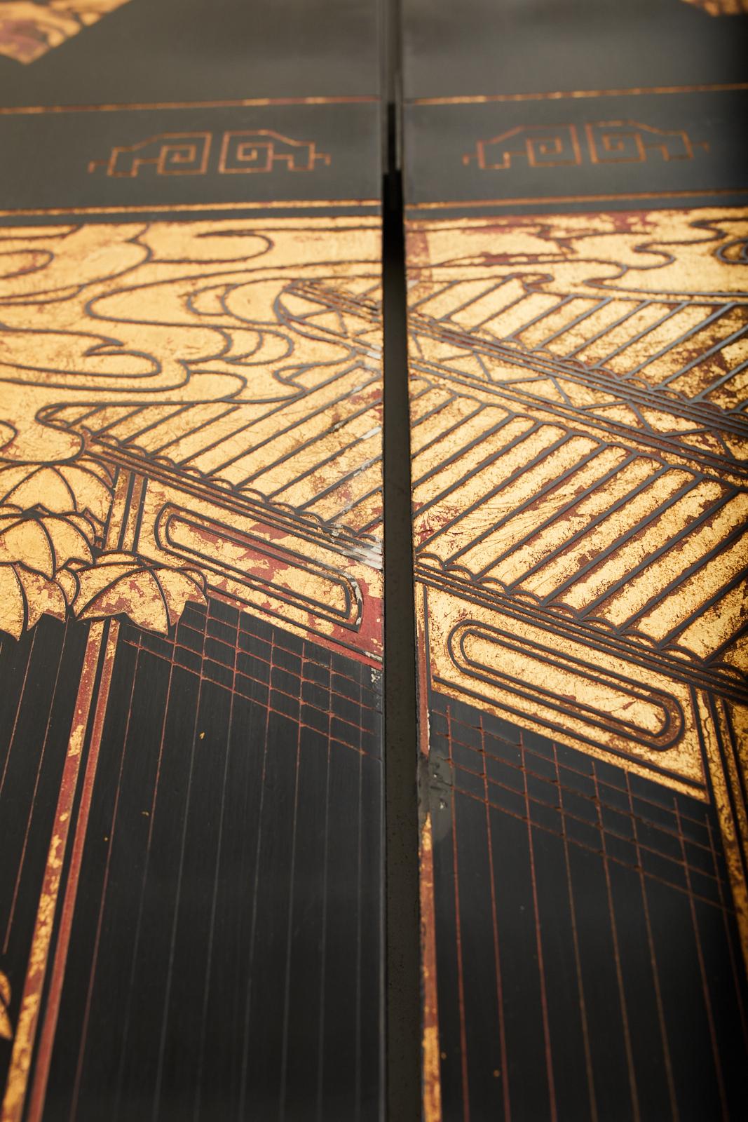 Maitland Smith Chinese Eight Panel Lacquered Coromandel Screen 6