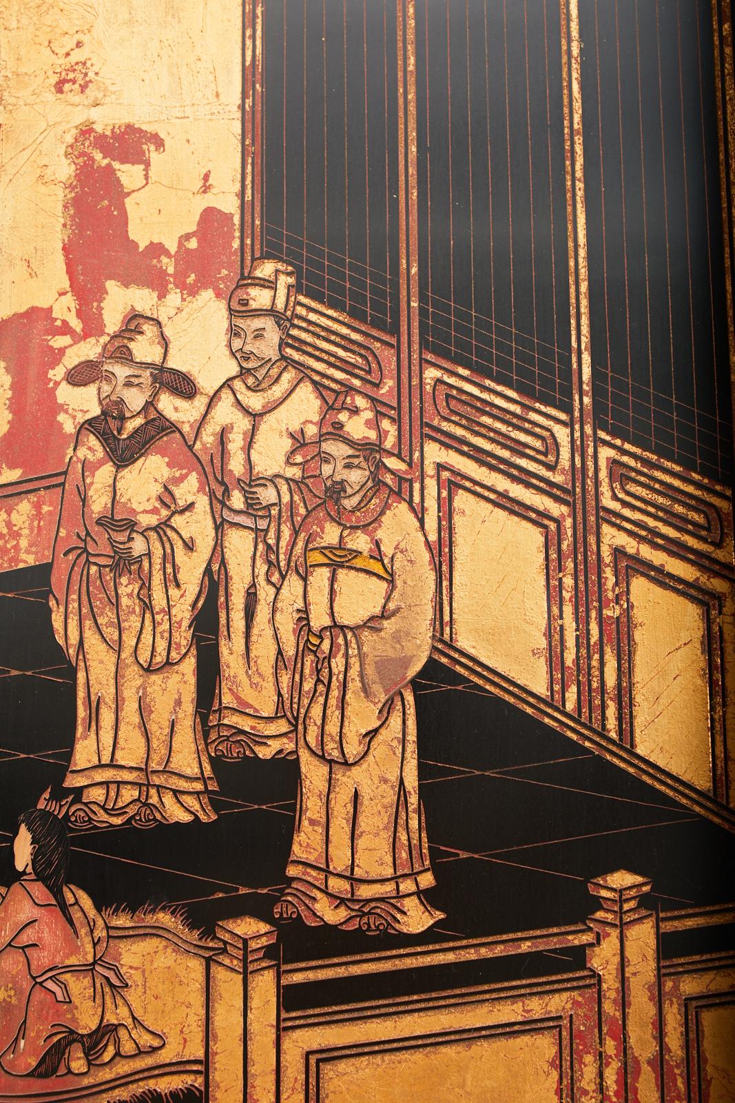 Maitland Smith Chinese Eight Panel Lacquered Coromandel Screen 9