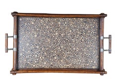 Maitland Smith Chinoiserie Bamboo & Metal Bentwood Butlers Serving Tray Bar 32"