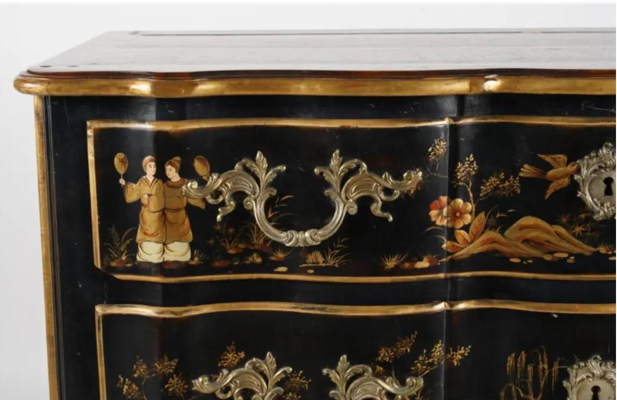 Maitland Smith Chinoiserie Chinoiserie Gemalte Kommode Schubladenschrank (Bronze)