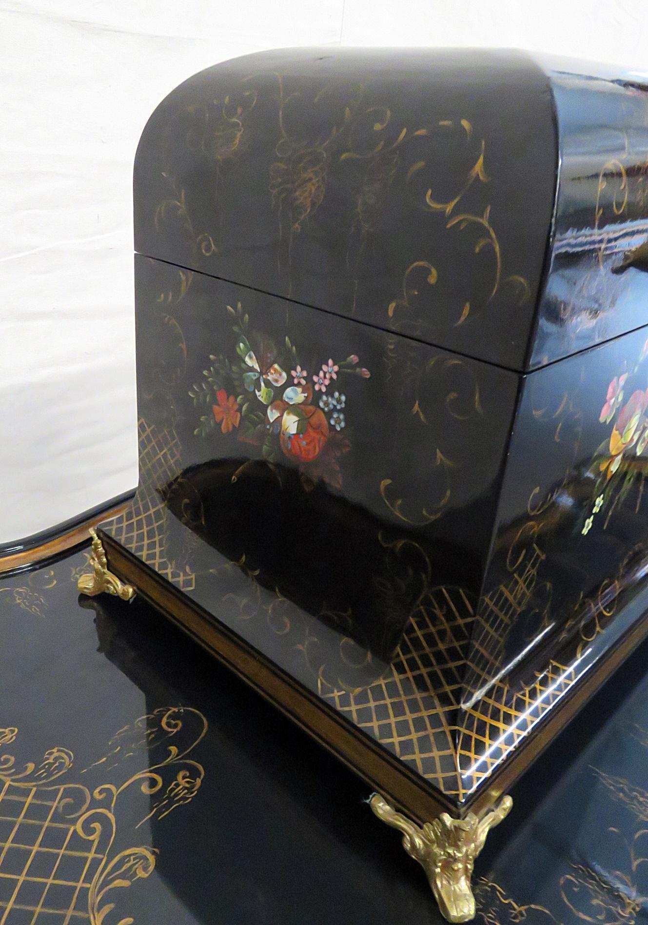 Maitland Smith Chinoiserie decorative box with brass accents.