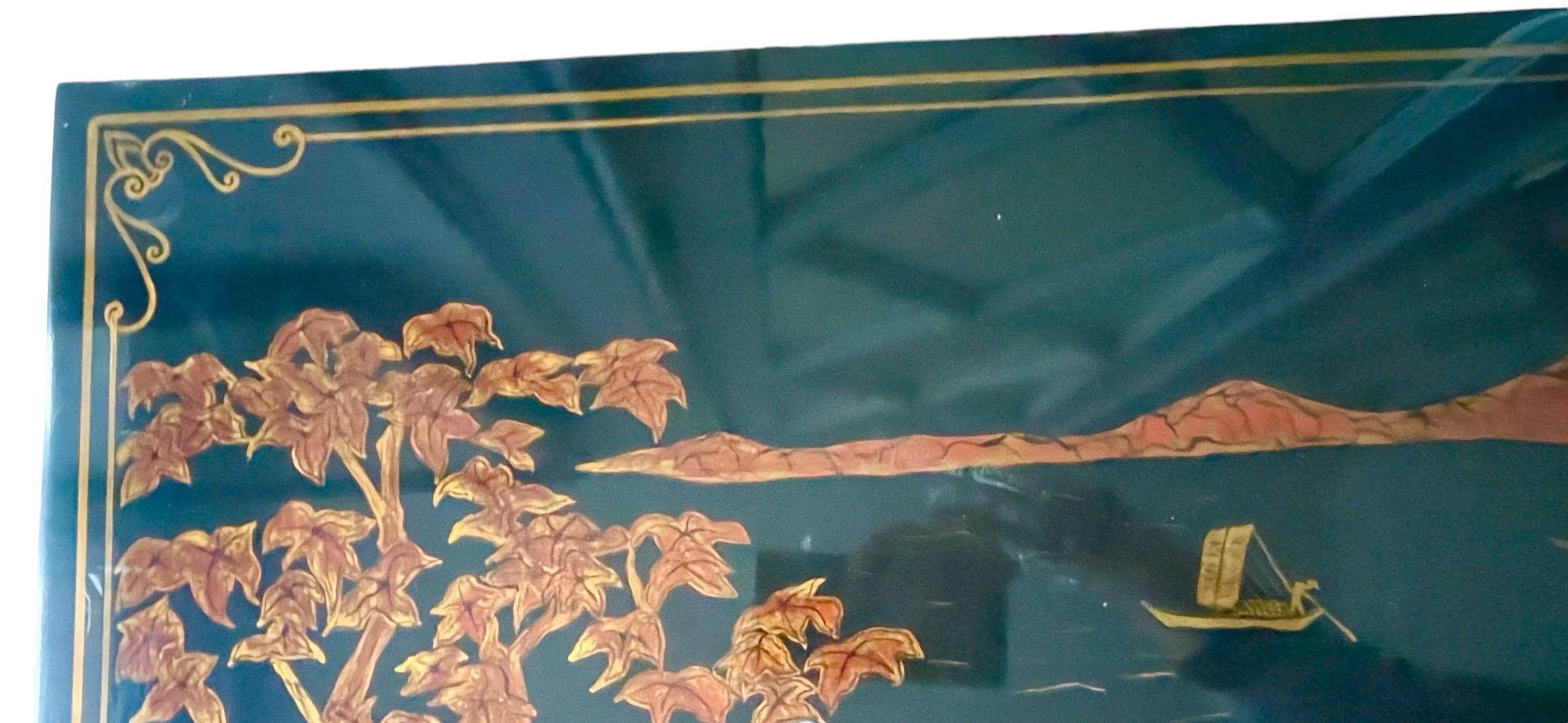 Table d'entrée de bureau chinoiserie Maitland Smith vintage bambou rotin en vente 4