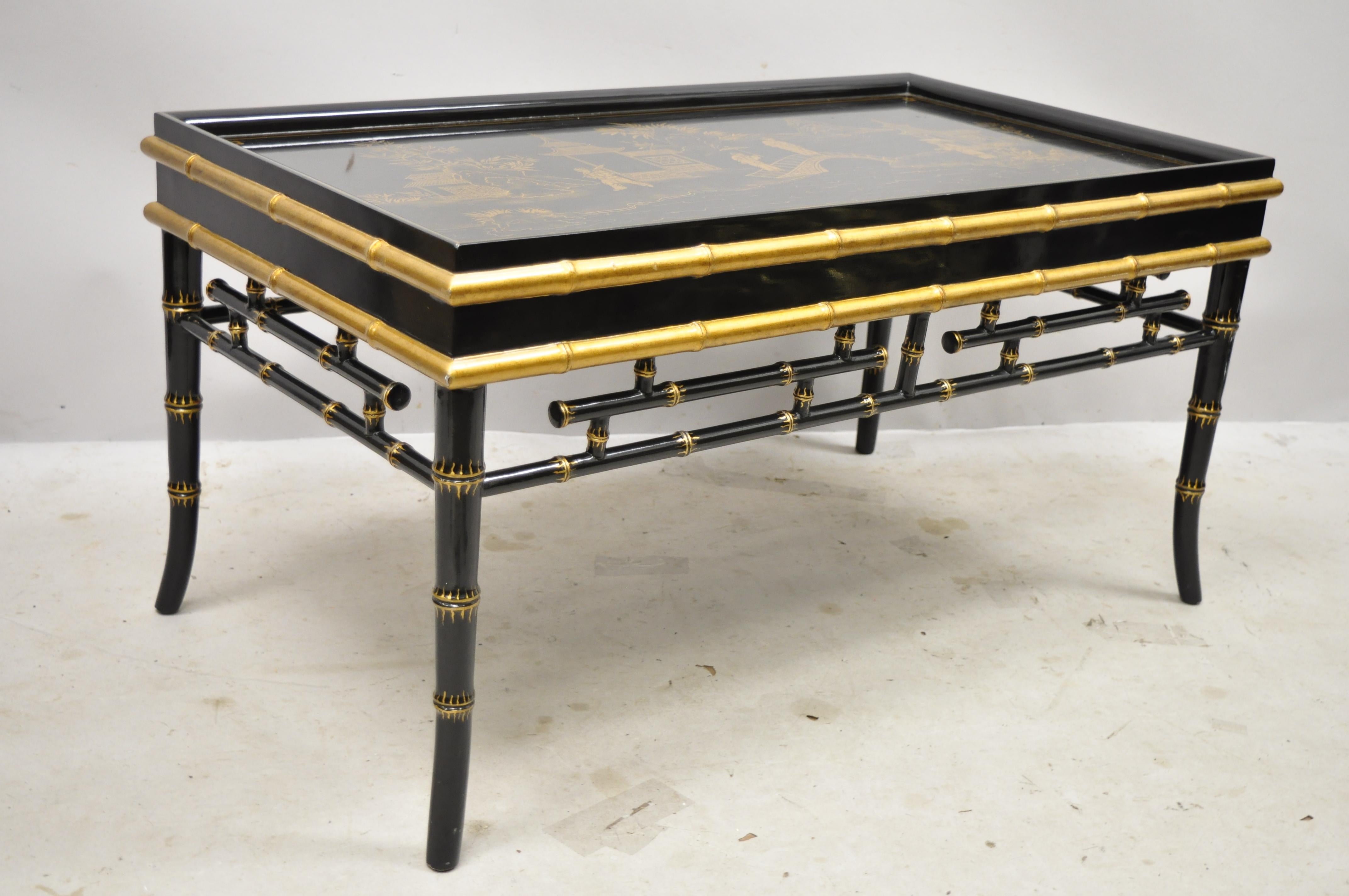 black chinoiserie coffee table