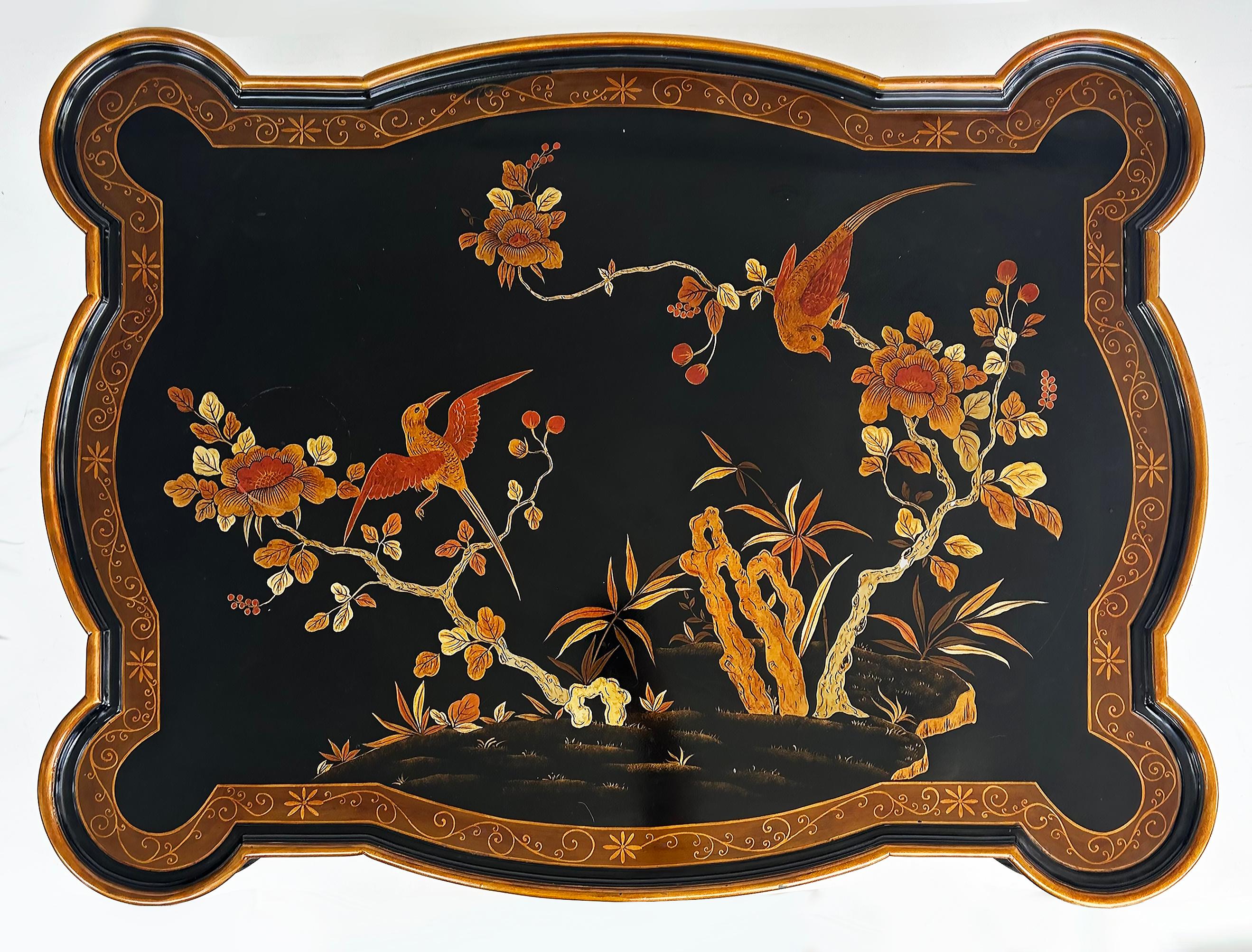 20th Century Maitland-Smith Chinoiserie Style Coffee Cocktail Table, Hand-Painted  For Sale