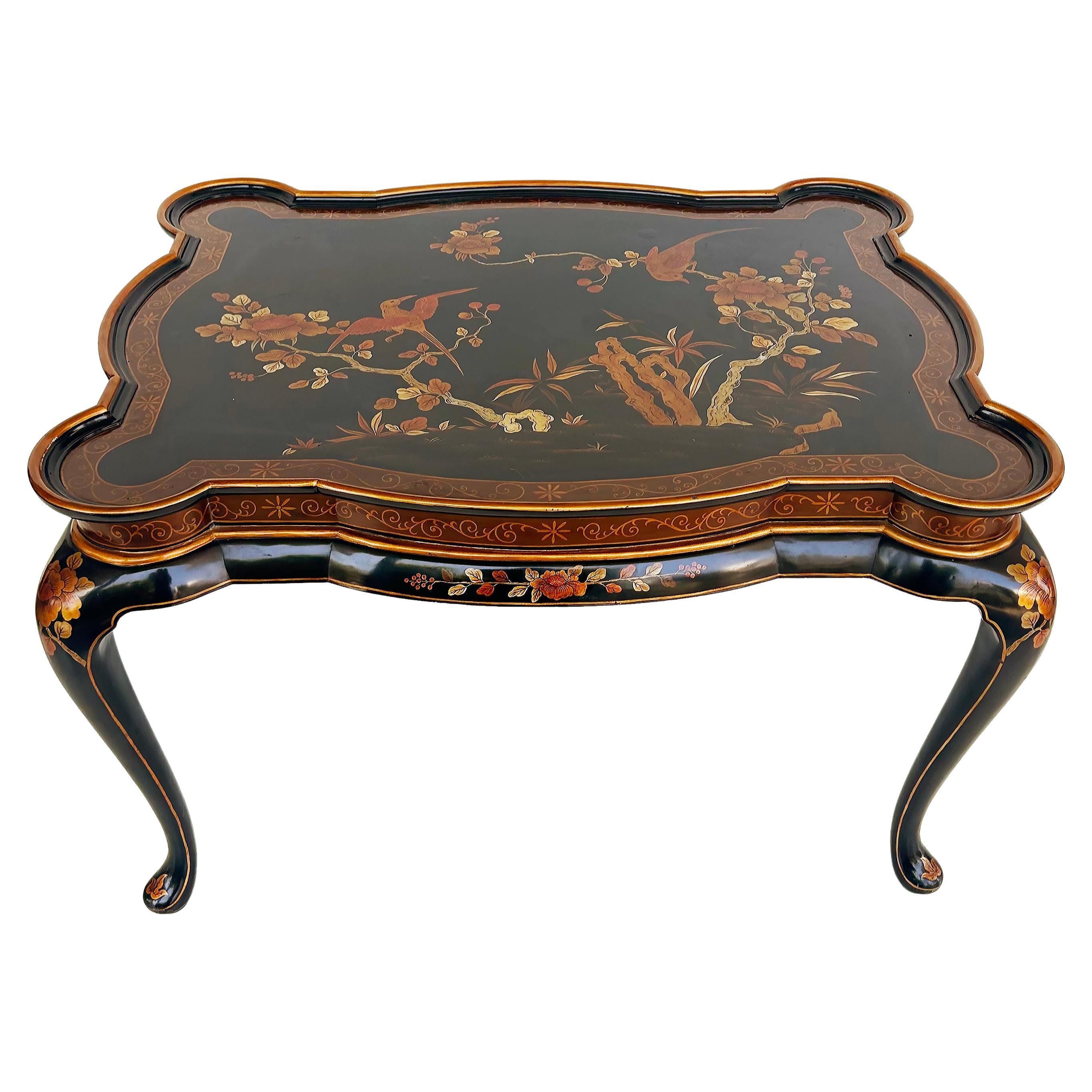Maitland-Smith Chinoiserie Style Coffee Cocktail Table, Hand-Painted  For Sale
