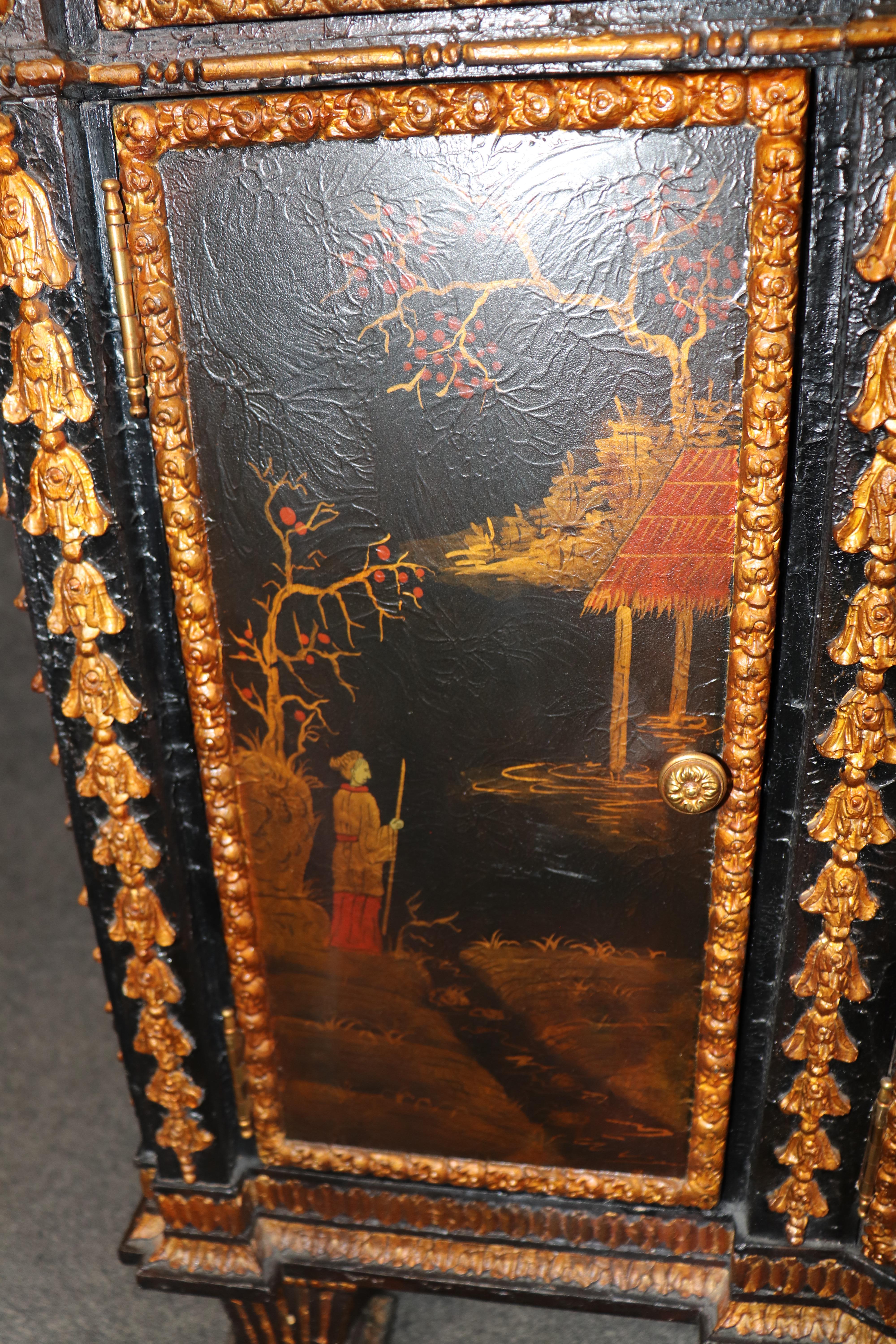 Credenza decorata con vernice dorata e ebanizzata di Maitland Smith in stile Chinoiserie in vendita 4