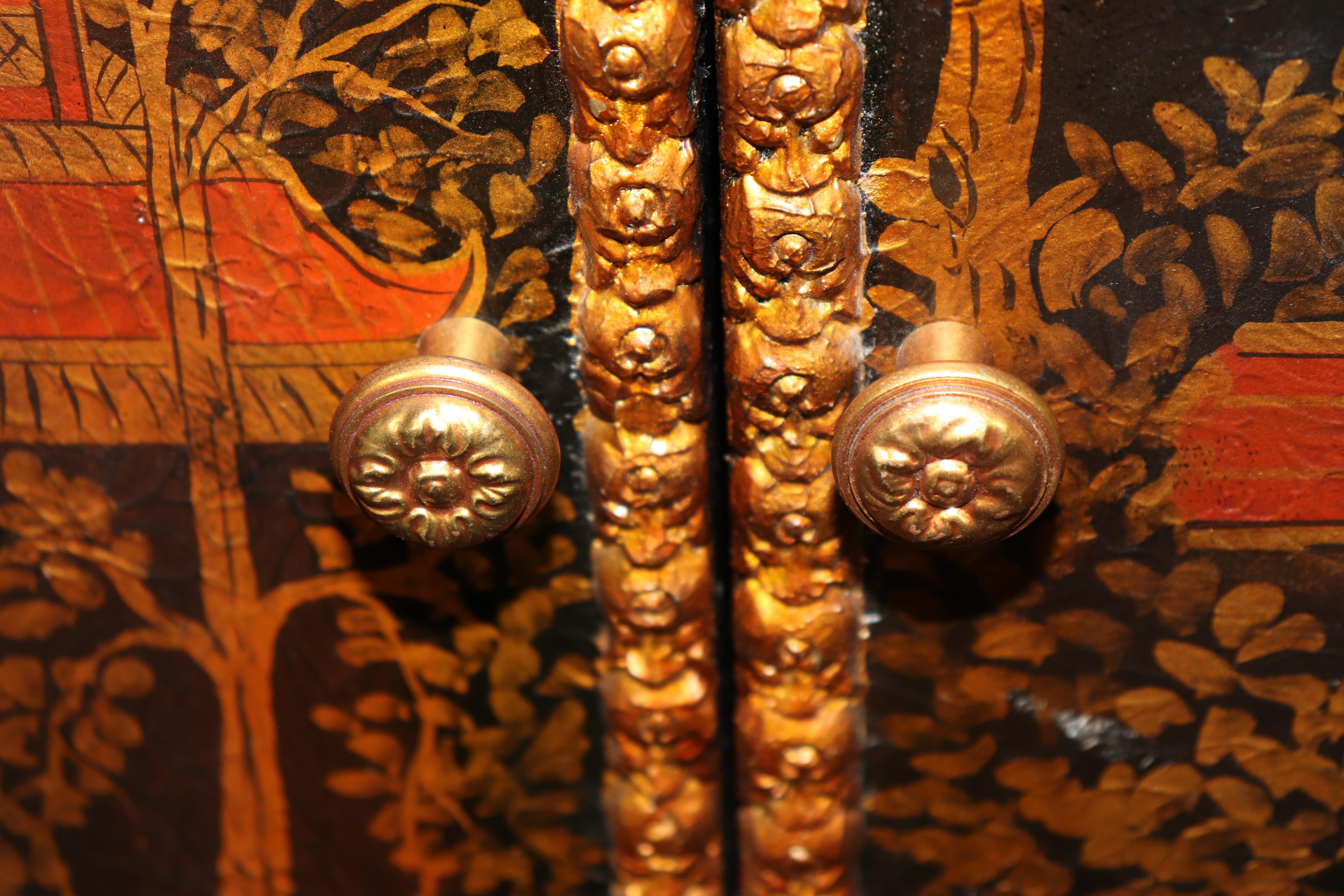 Credenza decorata con vernice dorata e ebanizzata di Maitland Smith in stile Chinoiserie in vendita 6