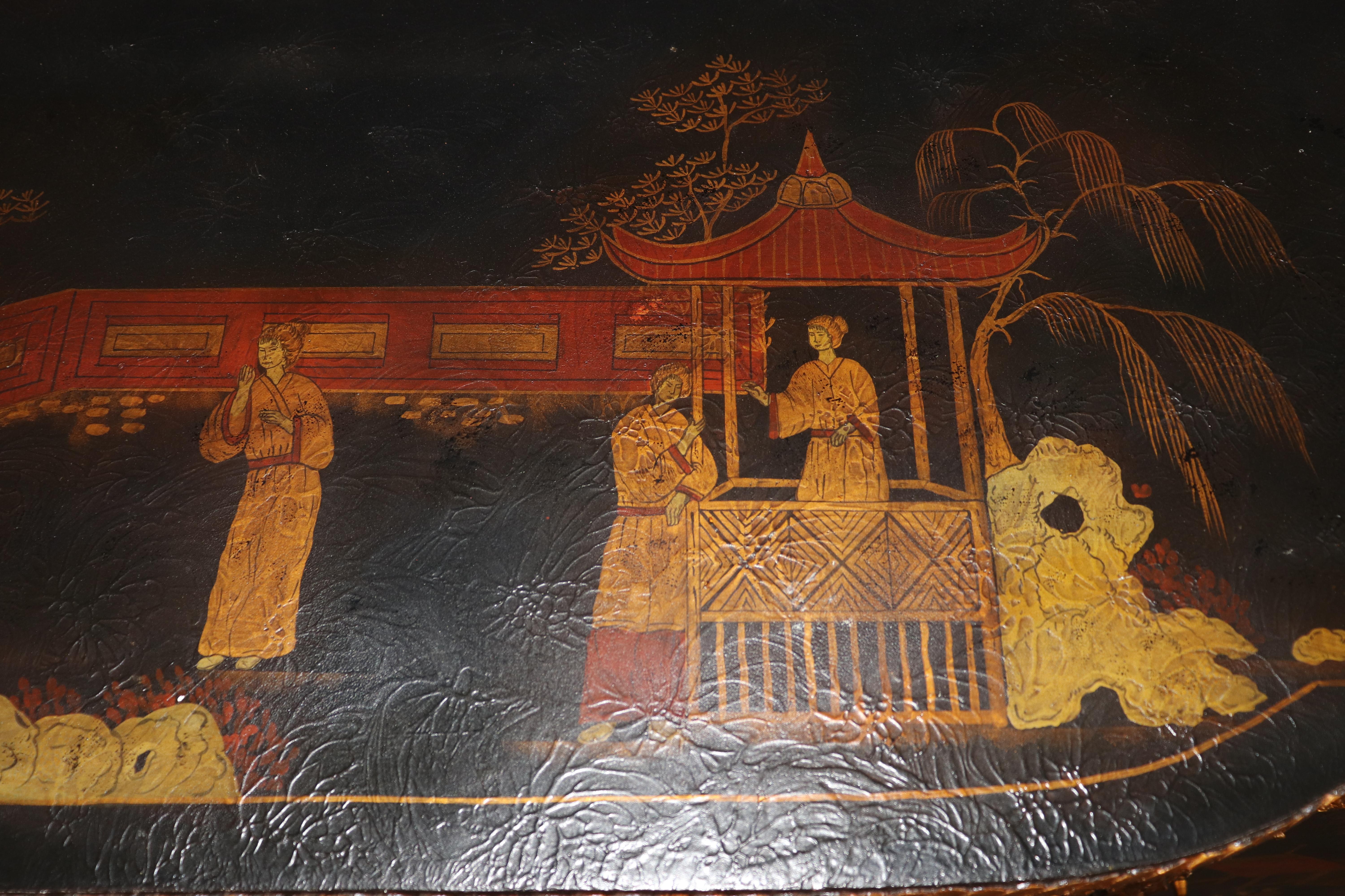 Credenza decorata con vernice dorata e ebanizzata di Maitland Smith in stile Chinoiserie in vendita 7