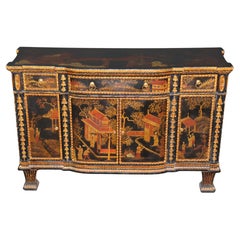 Credenza decorata con vernice dorata e ebanizzata di Maitland Smith in stile Chinoiserie