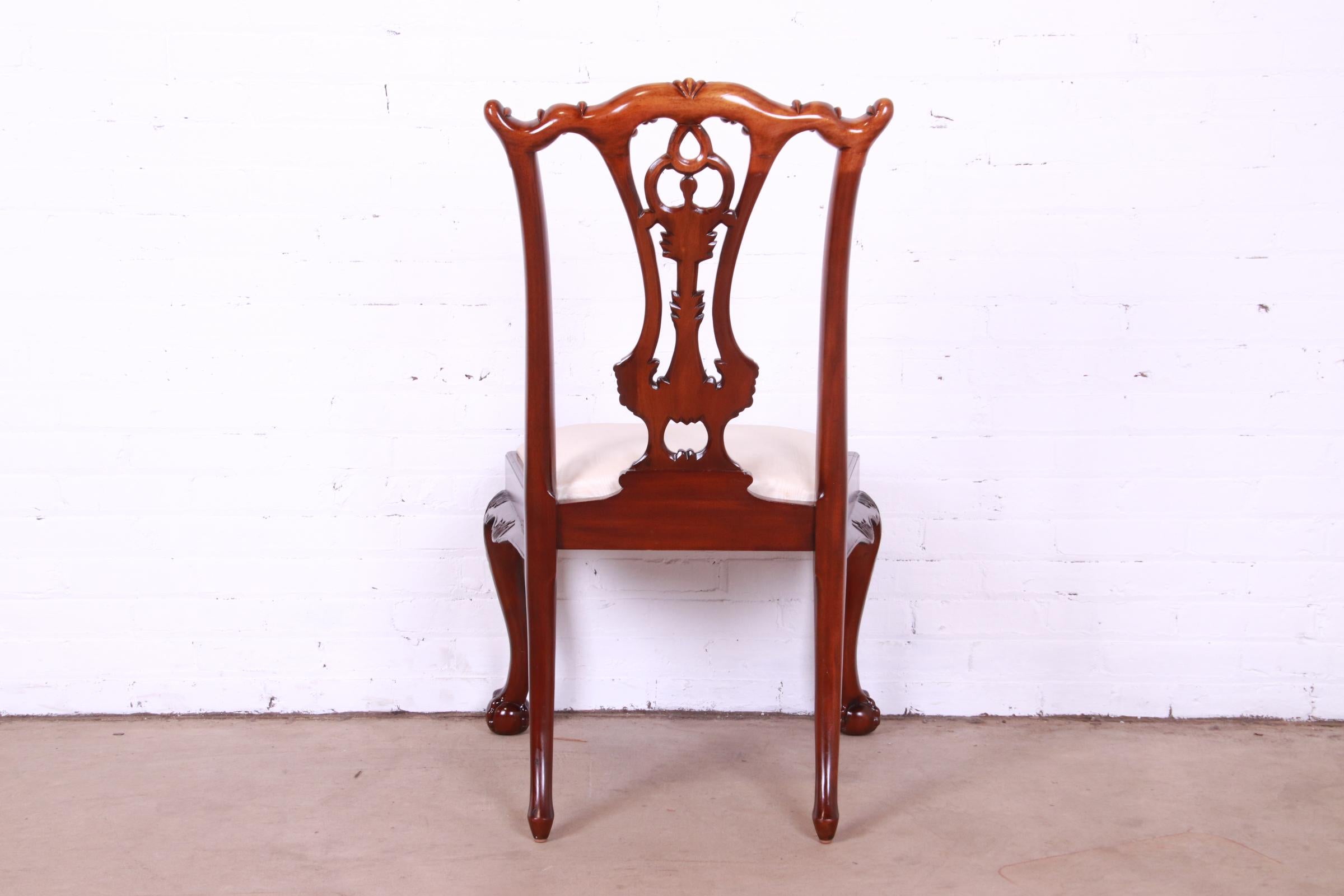 Maitland Smith Chippendale Carved Mahogany Dining Chairs, Set of Six For Sale 8