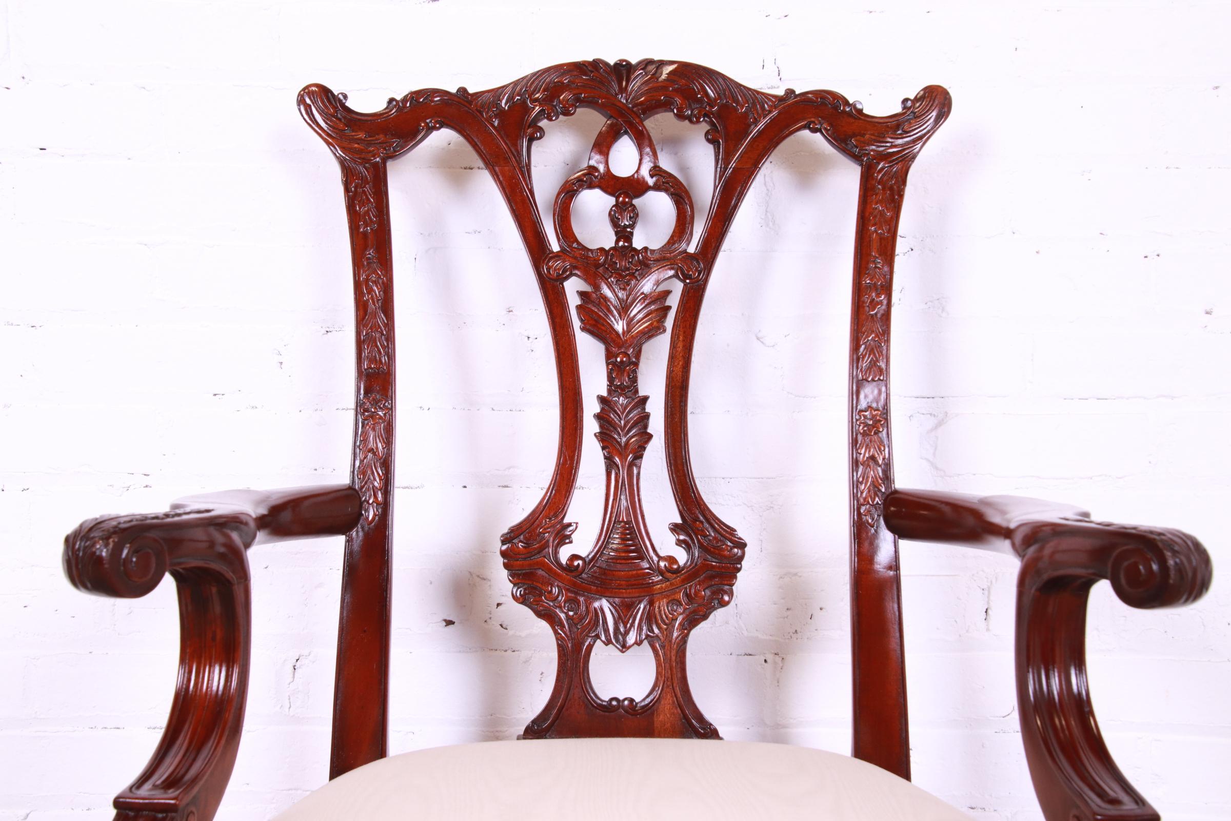 Maitland Smith Chippendale Carved Mahogany Dining Chairs, Set of Six For Sale 10