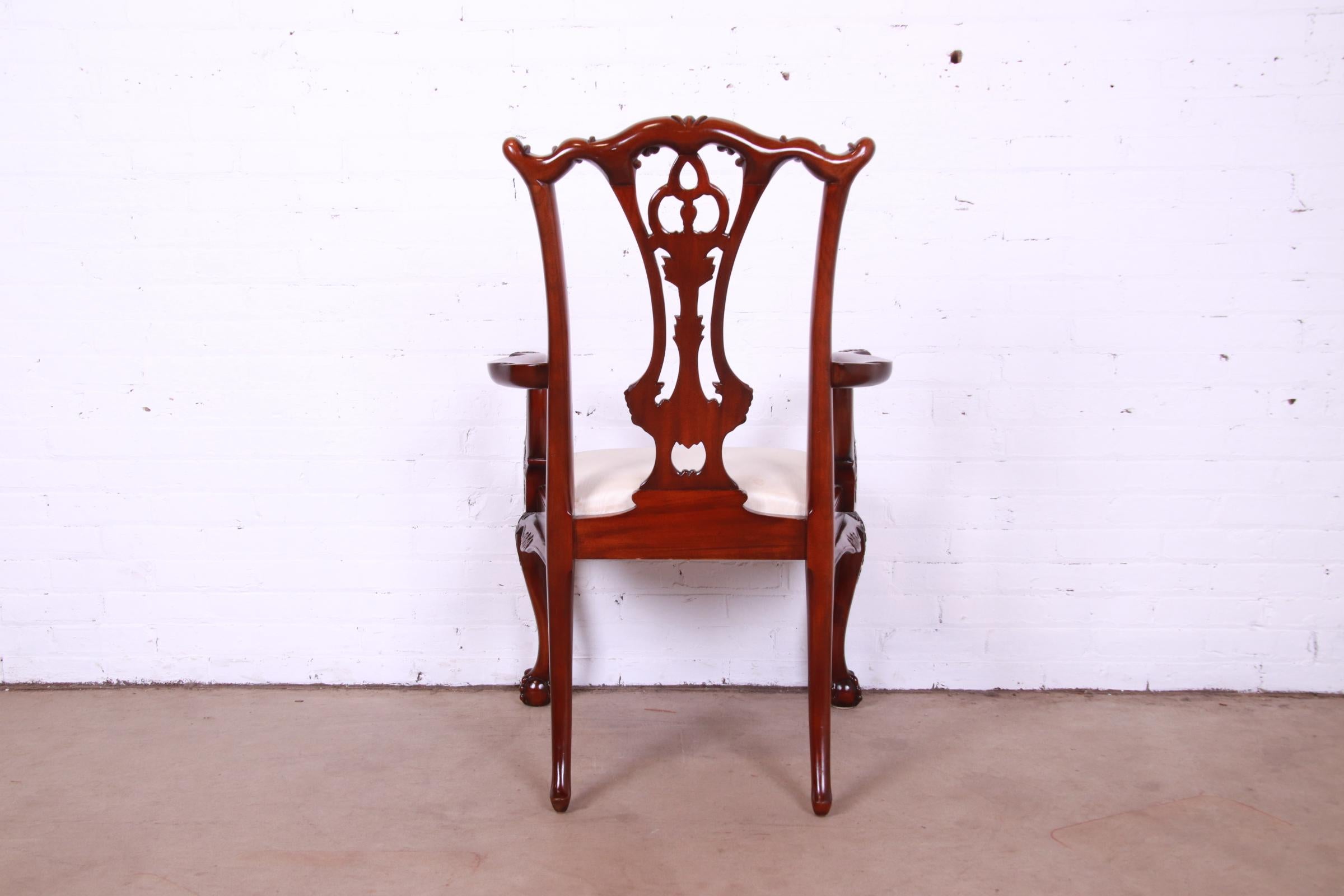 Maitland Smith Chippendale Carved Mahogany Dining Chairs, Set of Six For Sale 12