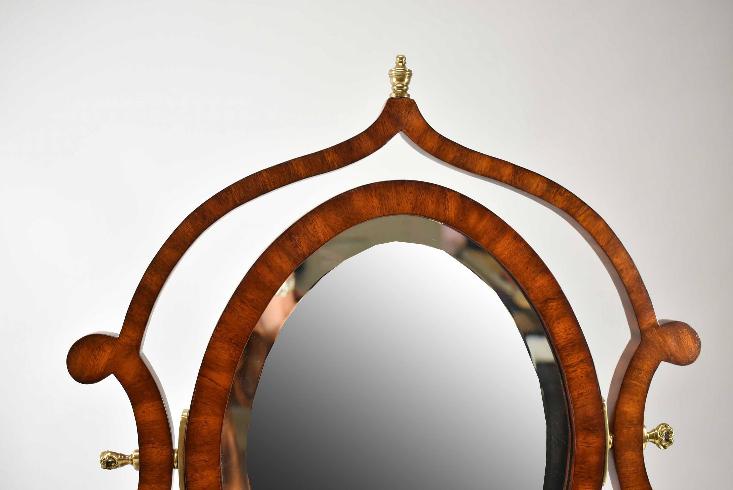 Maitland Smith Chippendale dresser vanity oval beveled mirror. Very good to excellent condition. Dimensions: 9.25