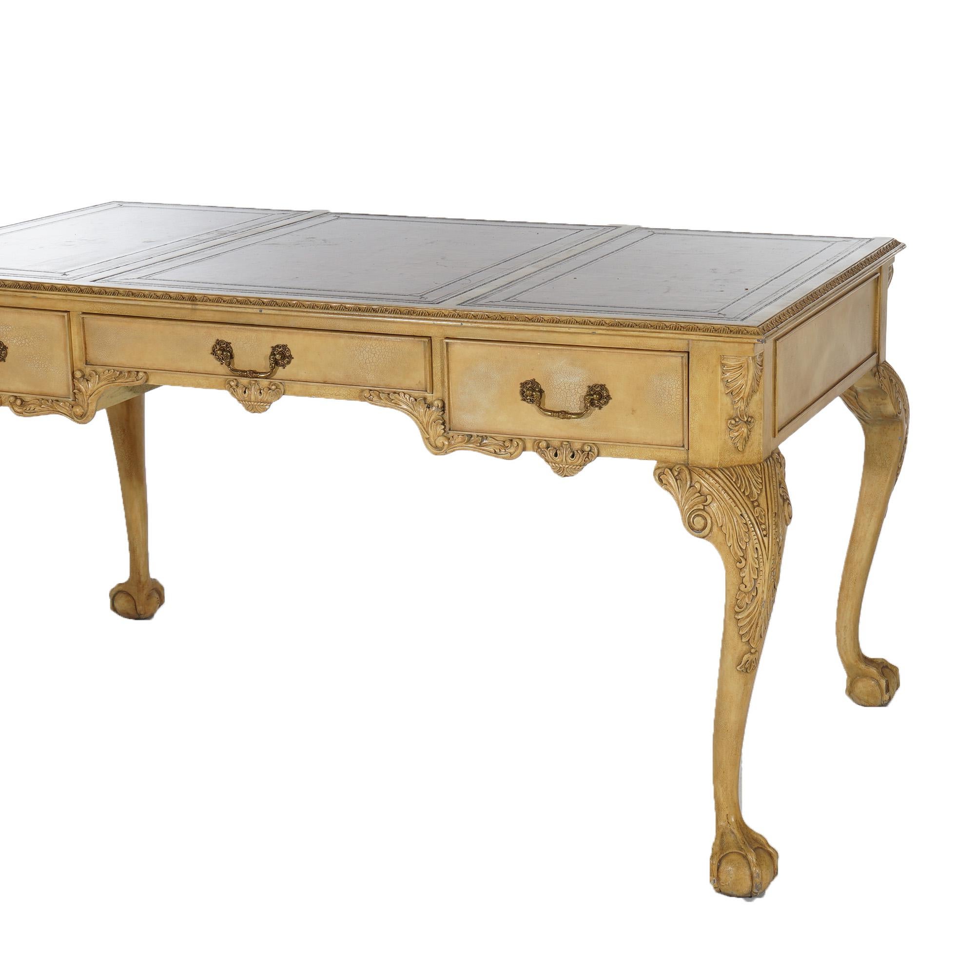 20th Century Maitland Smith Chippendale Executive Desk with Eagle Claw & Ball Feet