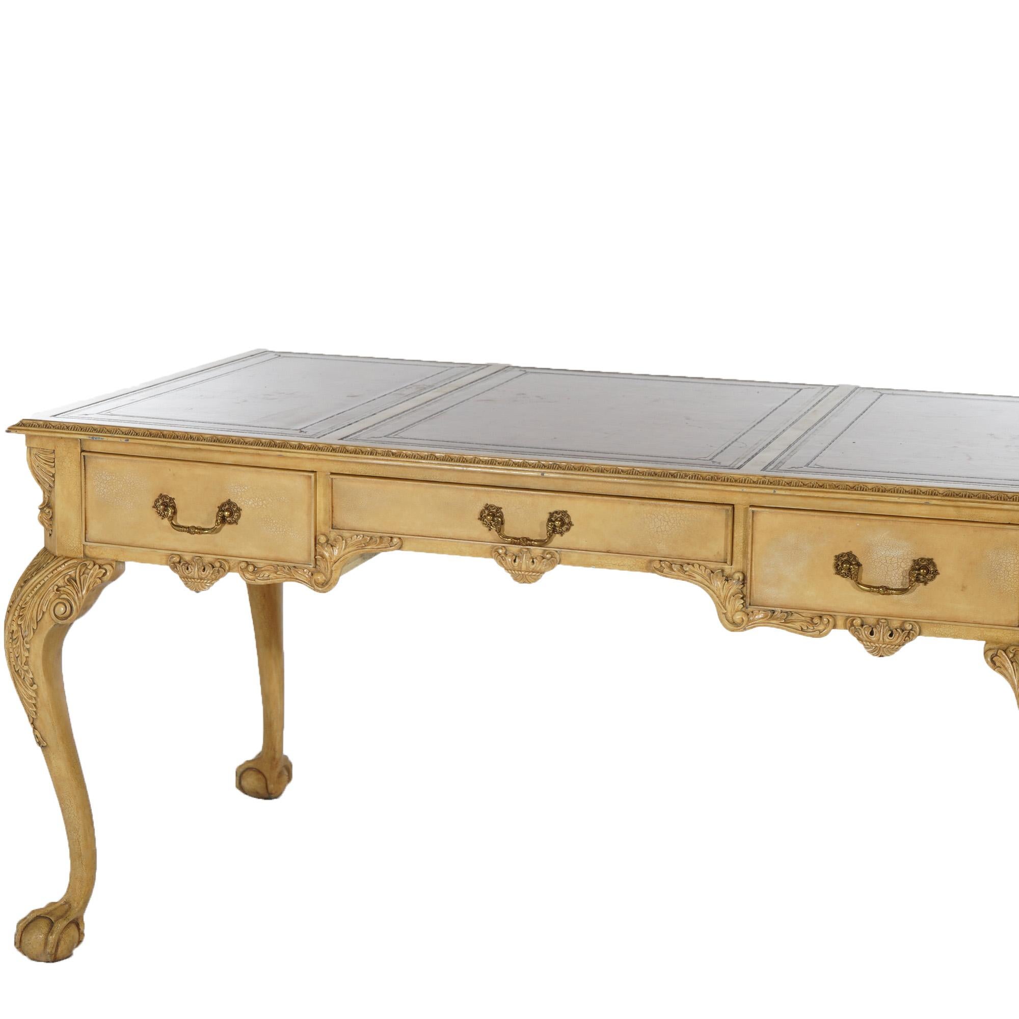 Paint Maitland Smith Chippendale Executive Desk with Eagle Claw & Ball Feet