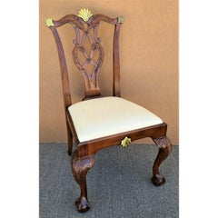 Maitland Smith Chippendale Mahogany Brass Dining Desk Accent Chair