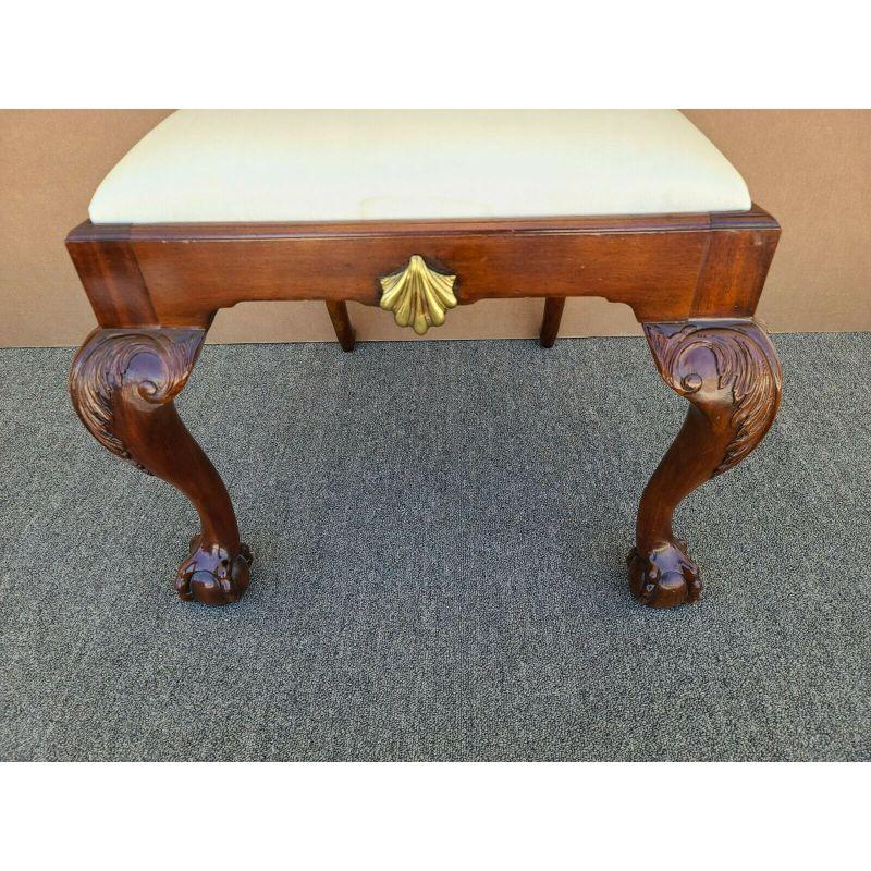 Maitland Smith Chippendale Mahogany Brass Dining Desk Accent Chair In Good Condition For Sale In Lake Worth, FL