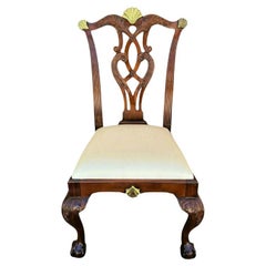 Maitland Smith Chippendale Mahogany Brass Dining Desk Accent Chair