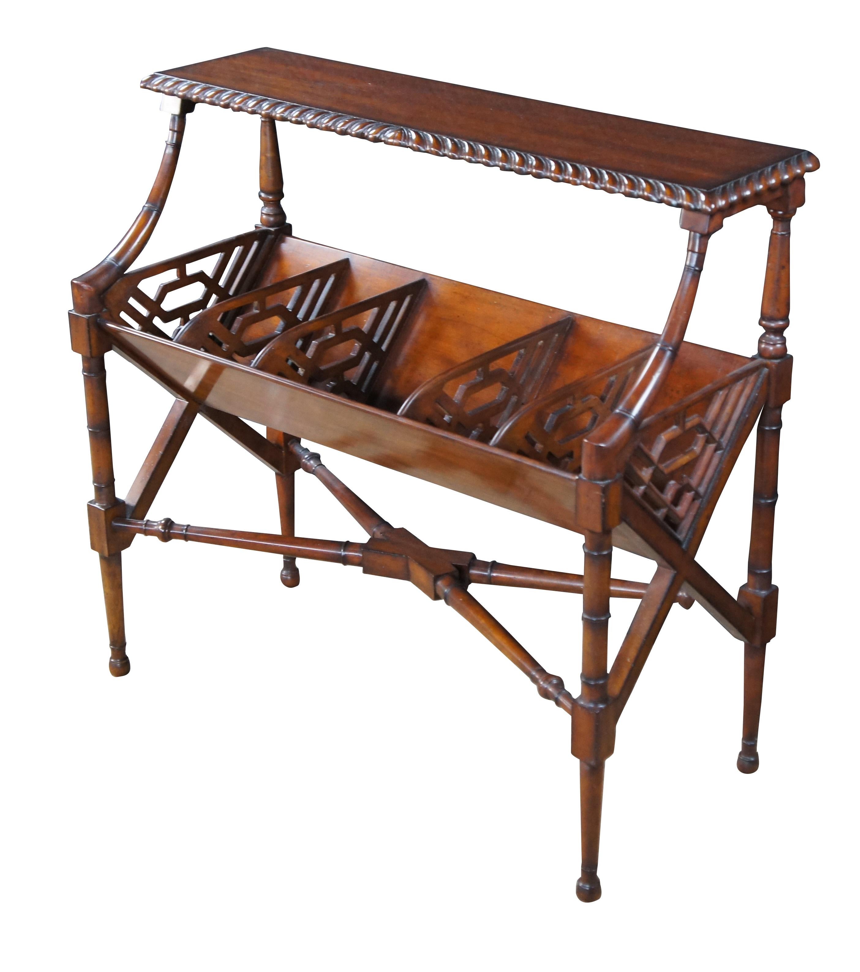 Maitland Smith Chippendale Reticulated Mahogany Bookcase Book Trough Stand 35