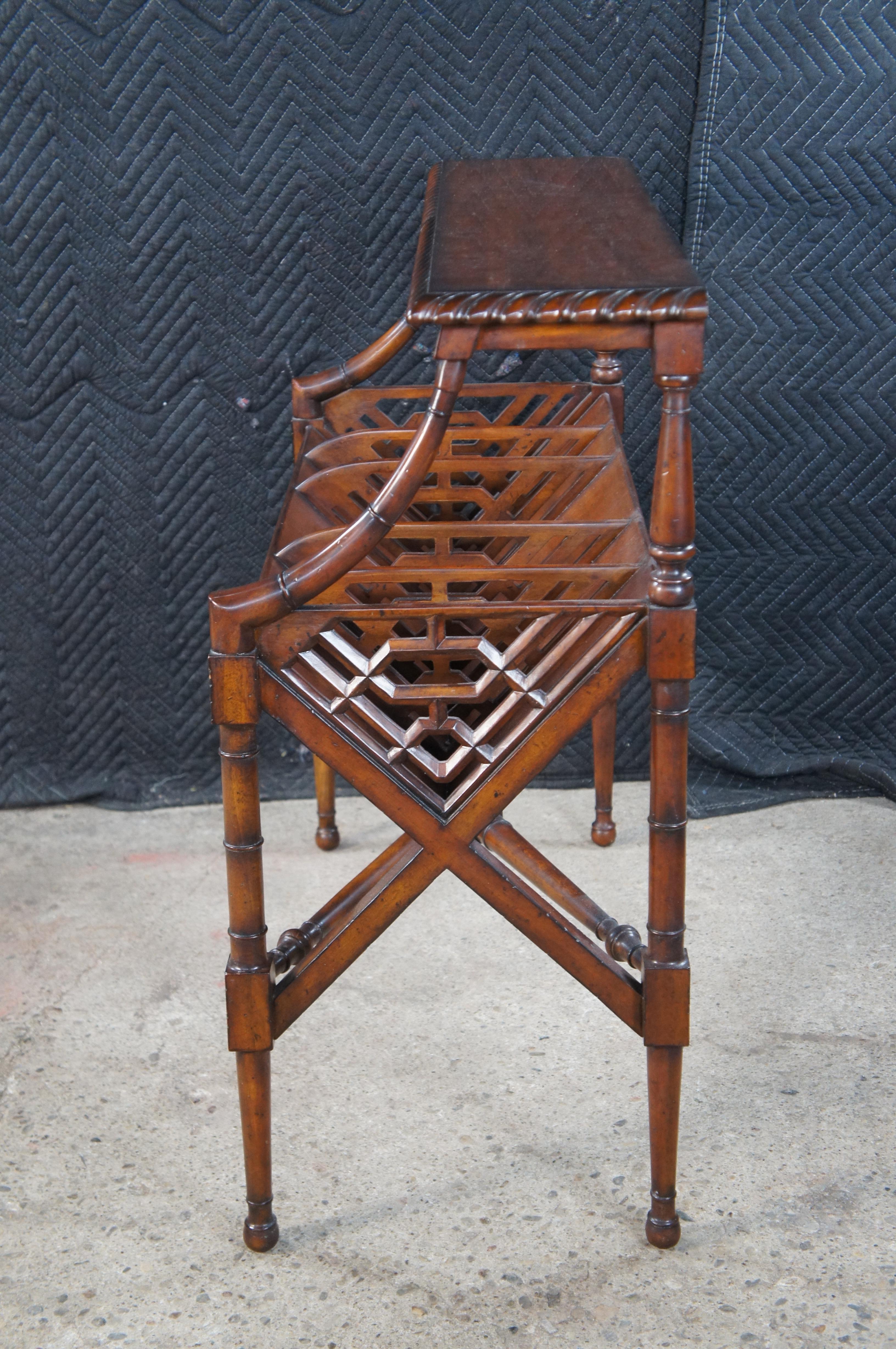 Maitland Smith Chippendale Reticulated Mahogany Bookcase Book Trough Stand 35