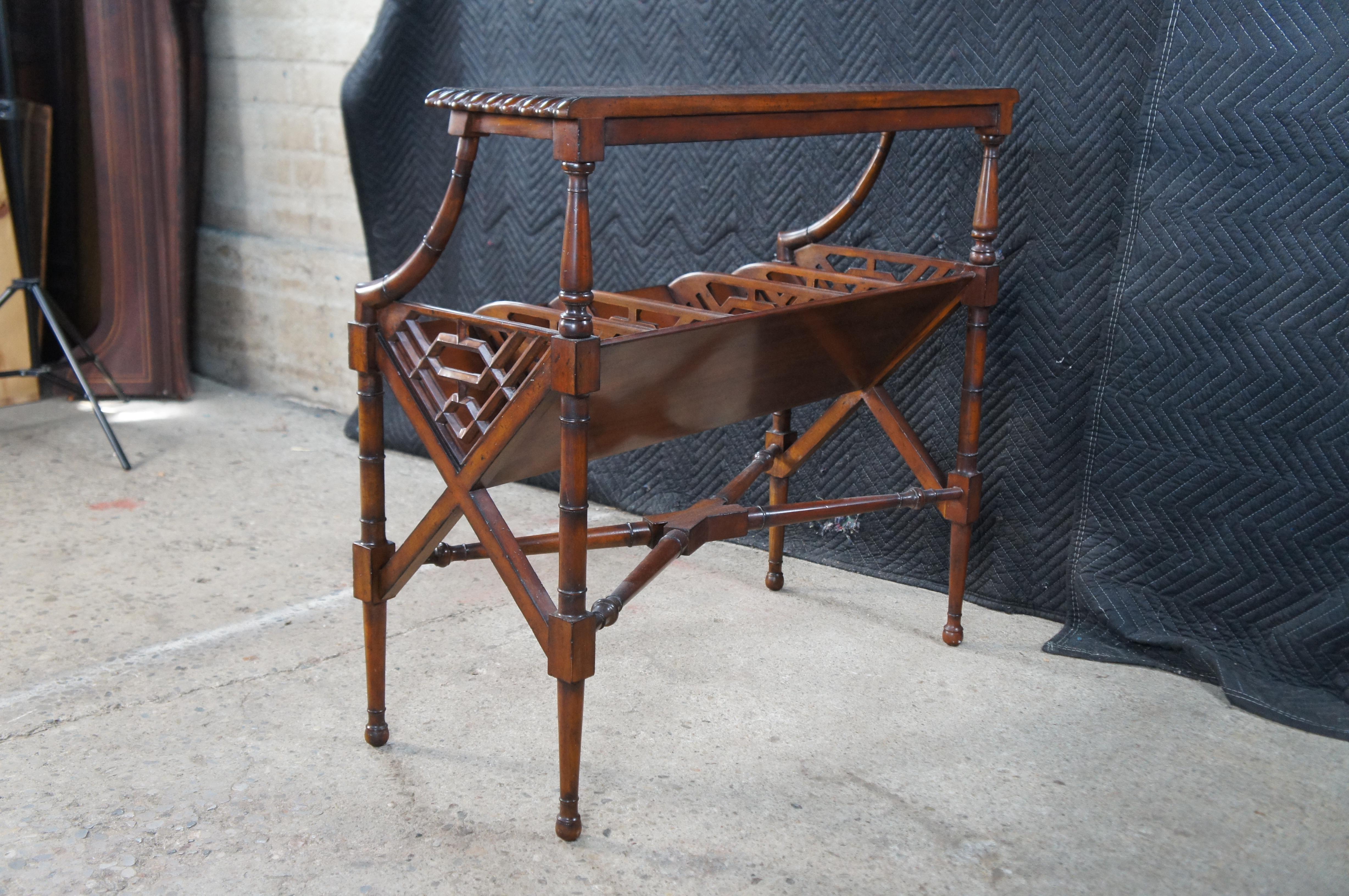 Maitland Smith Chippendale Reticulated Mahogany Bookcase Book Trough Stand 35