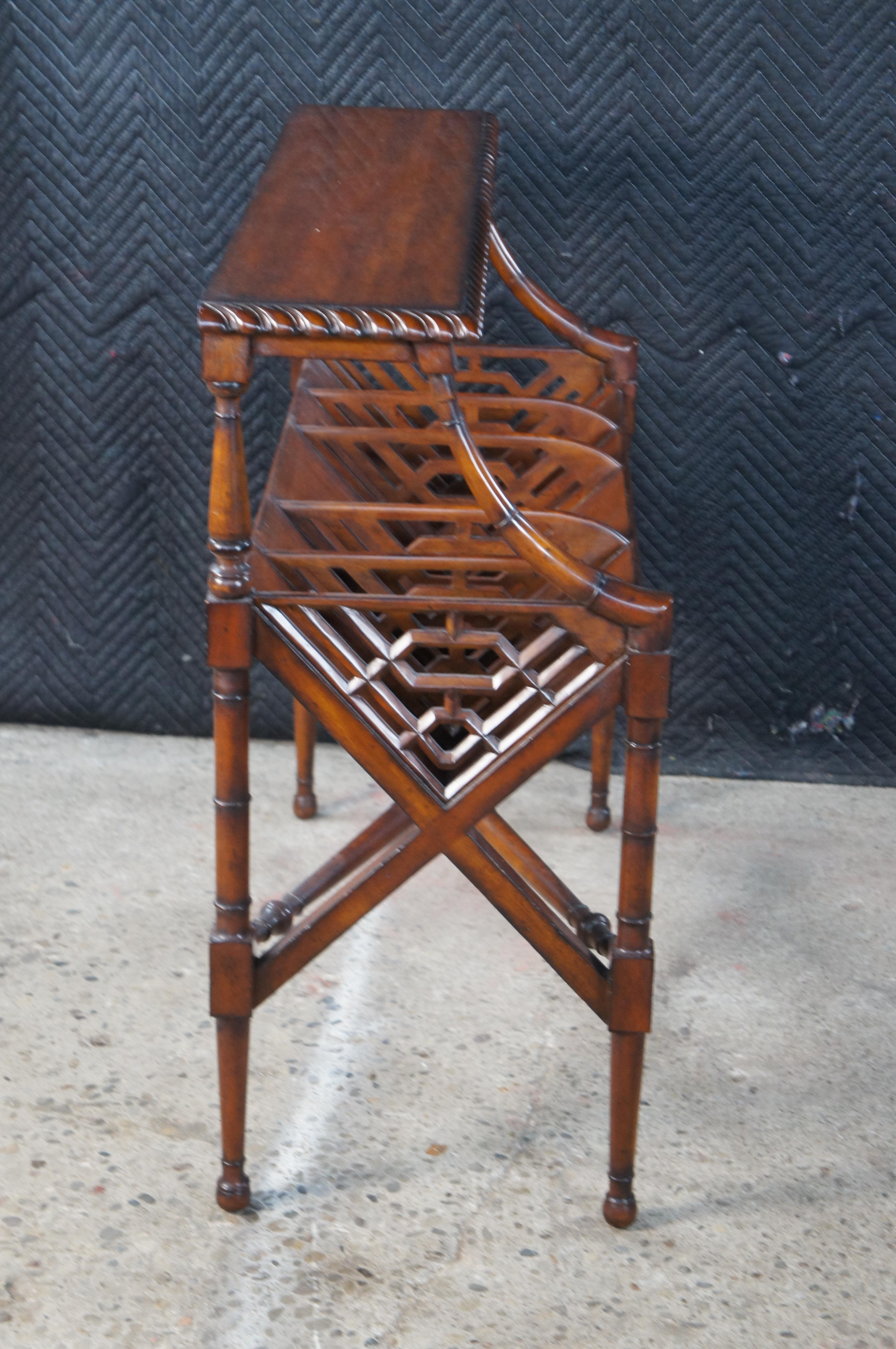 Maitland Smith Chippendale Reticulated Mahogany Bookcase Book Trough Stand 35