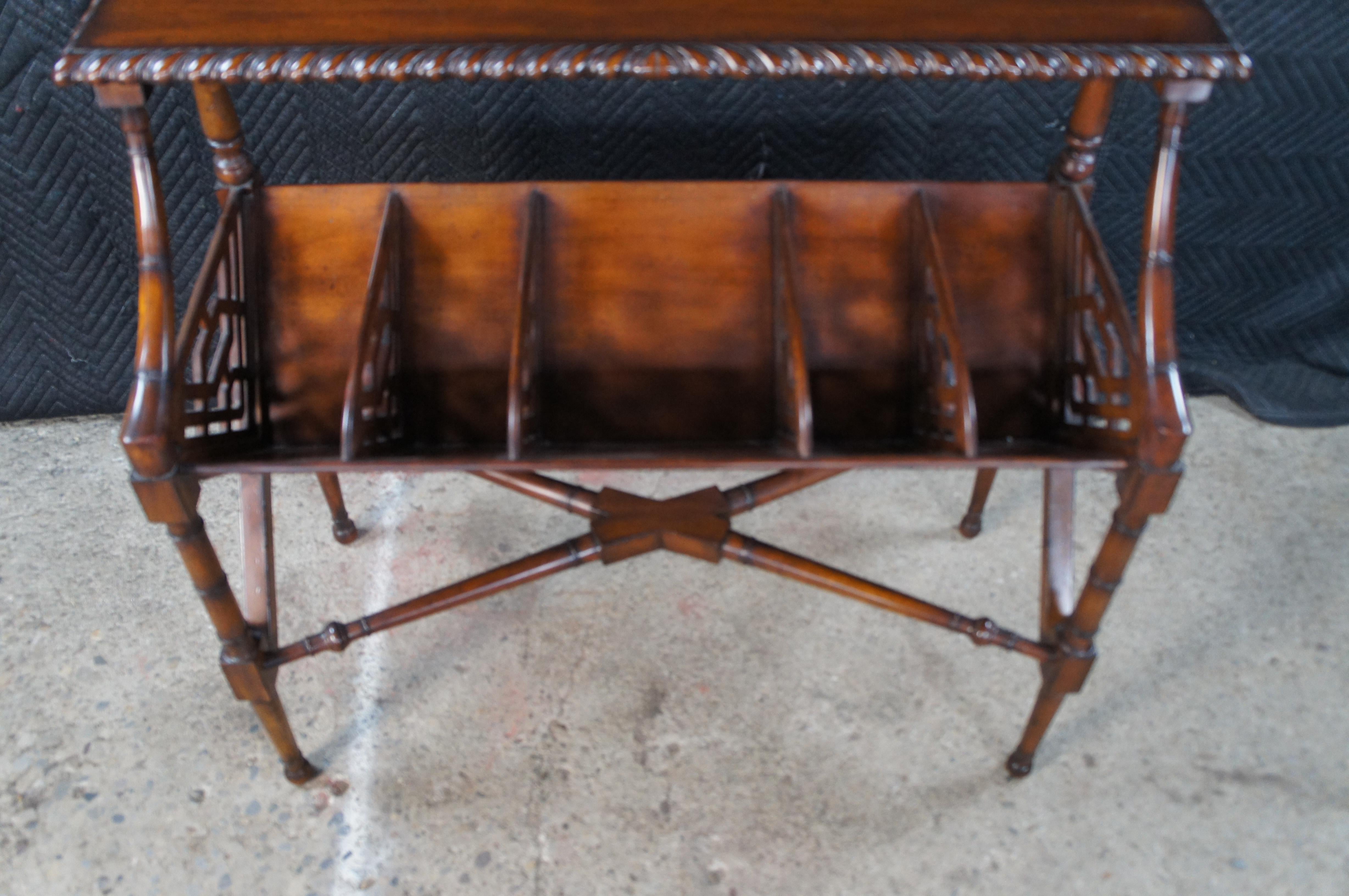 Maitland Smith Chippendale Reticulated Mahogany Bookcase Book Trough Stand 35