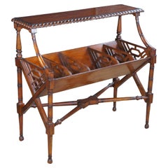 Maitland Smith Chippendale Reticulated Mahogany Bookcase Book Trough Stand 35"