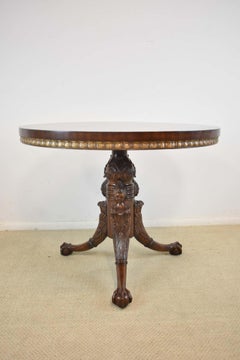 Maitland Smith Chippendale Round Mahogany Centre Table with Ball and Claw Feet